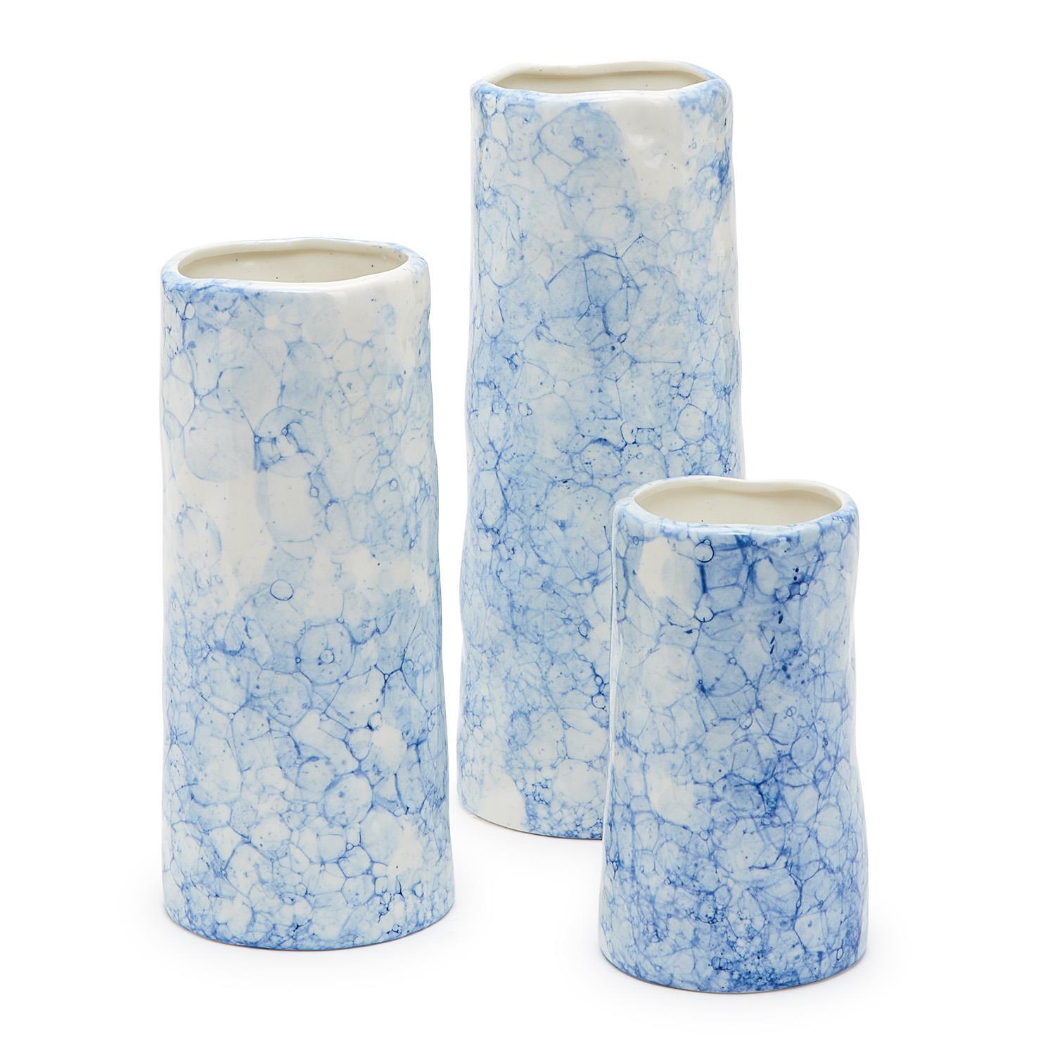 Blue Sponge Set of 3 Vase
