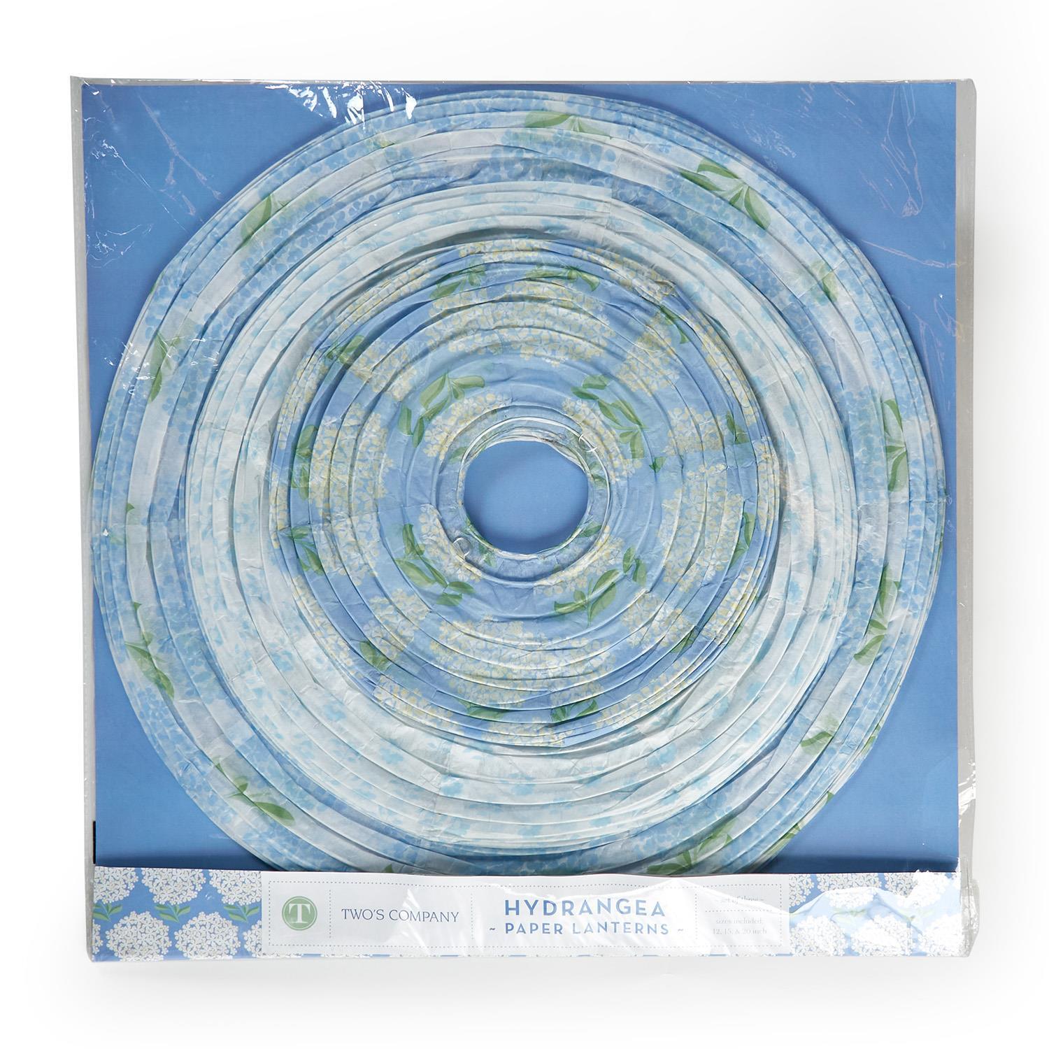 Hydrangea Set of 3 Paper Lanterns in Gift Pack Includes 3 Sizes/Patterns