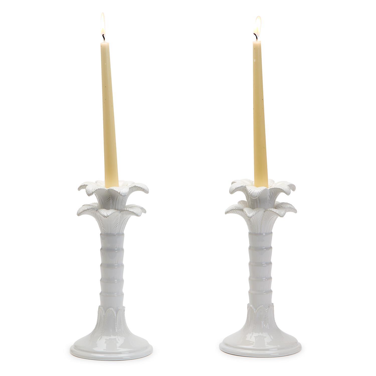 Palm Leaf S/2 Taper Candlestick Holders