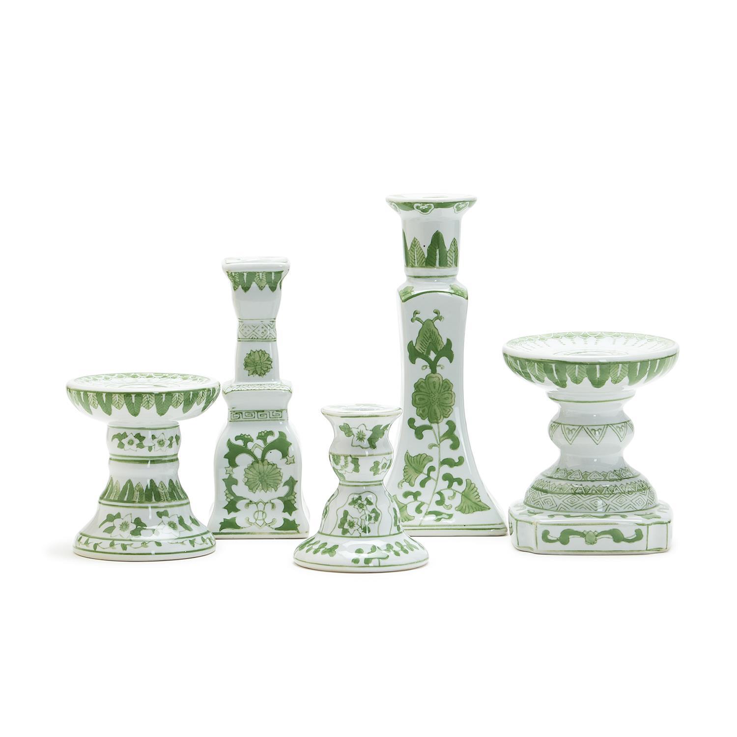 Countryside Green S/5 Candleholders