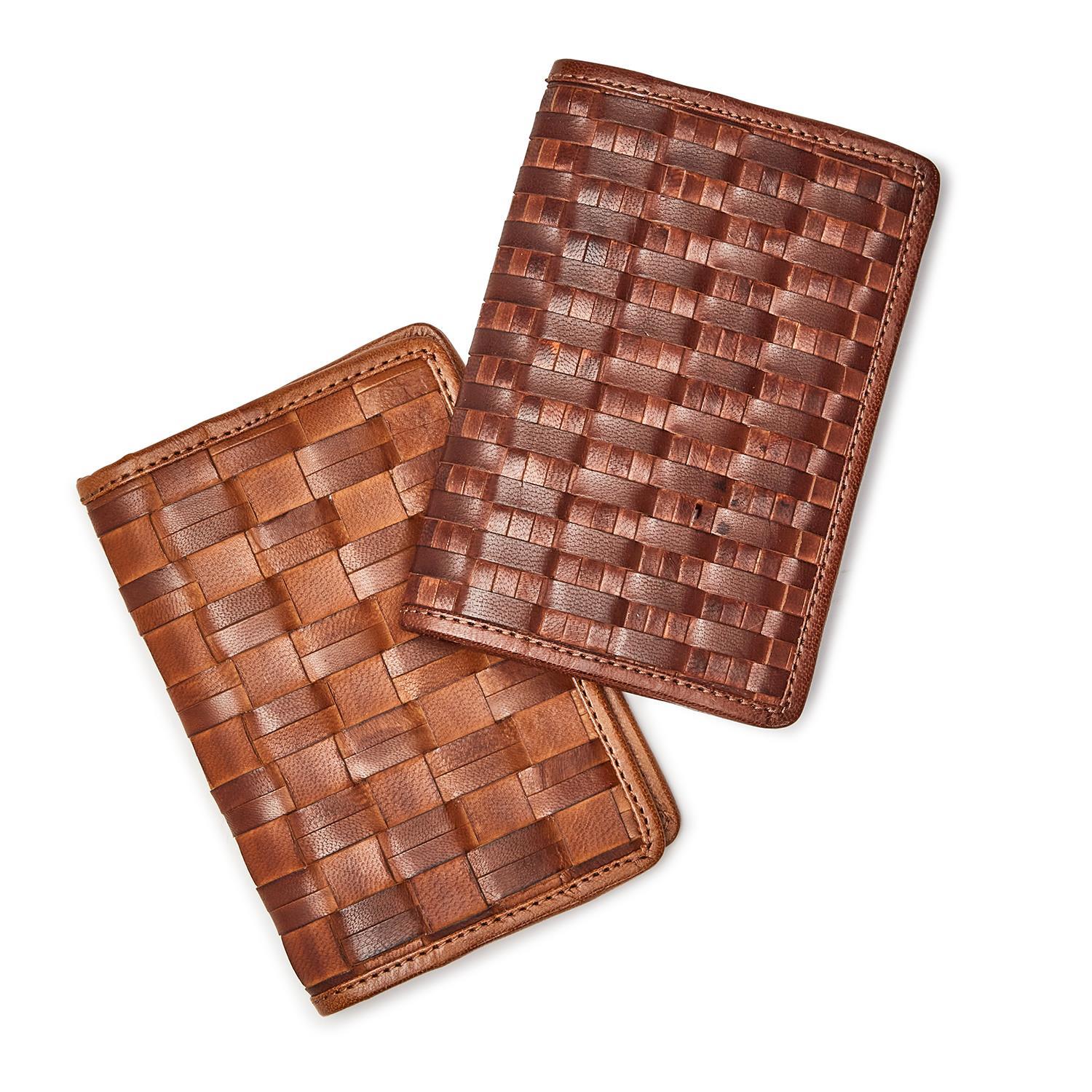 Chestnut Woven Leather Passport Cover A/2 Patterns