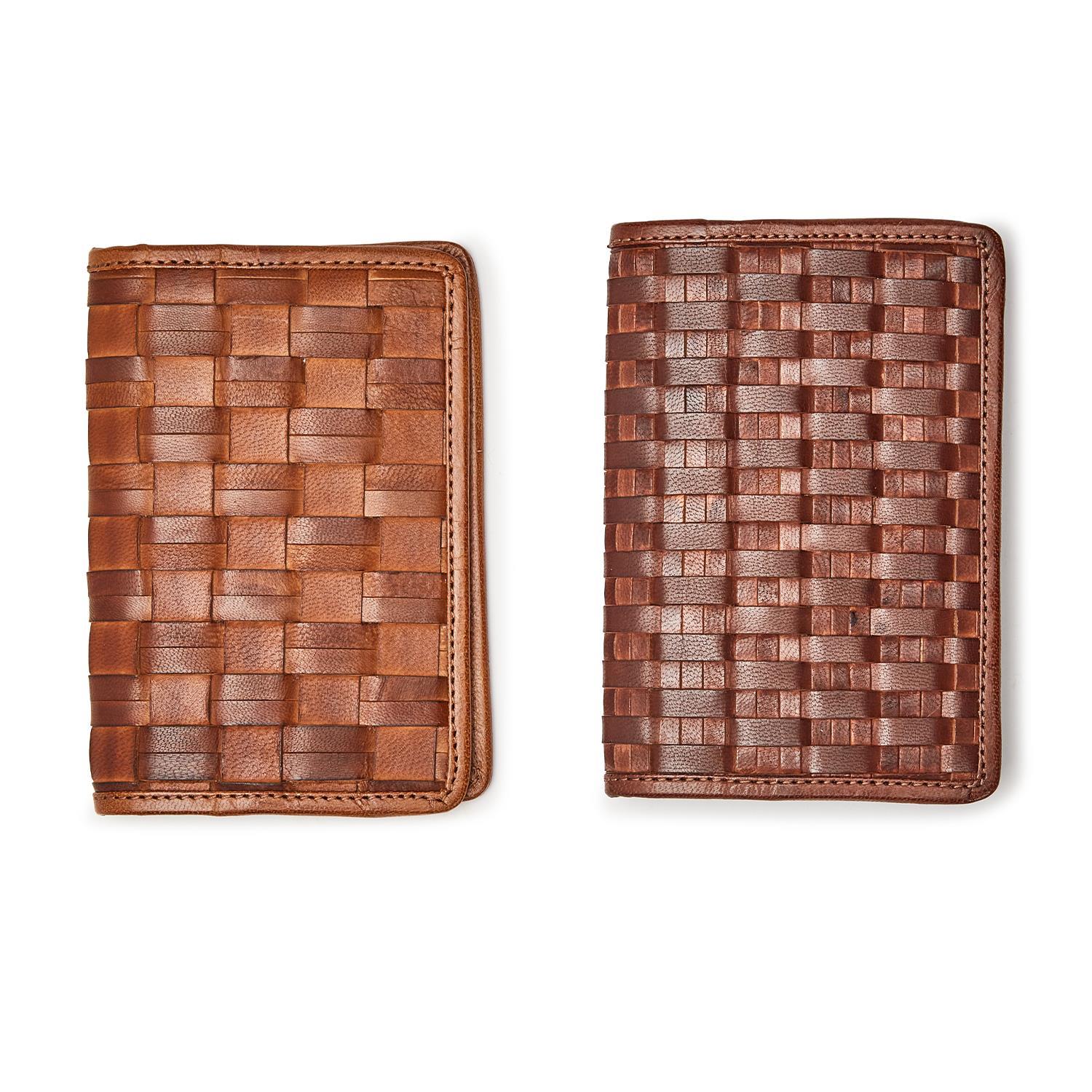 Chestnut Woven Leather Passport Cover A/2 Patterns