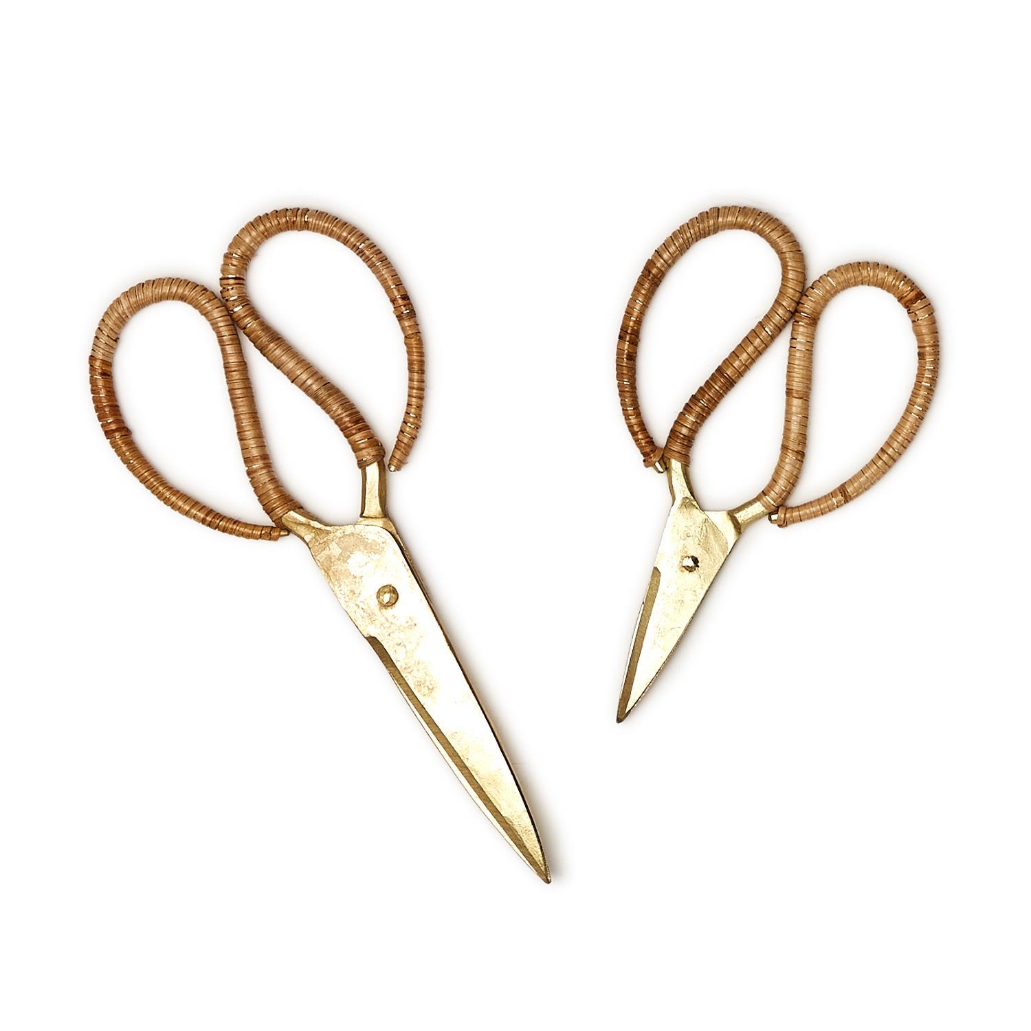 S/2 Cane Wrapped Gold Scissors