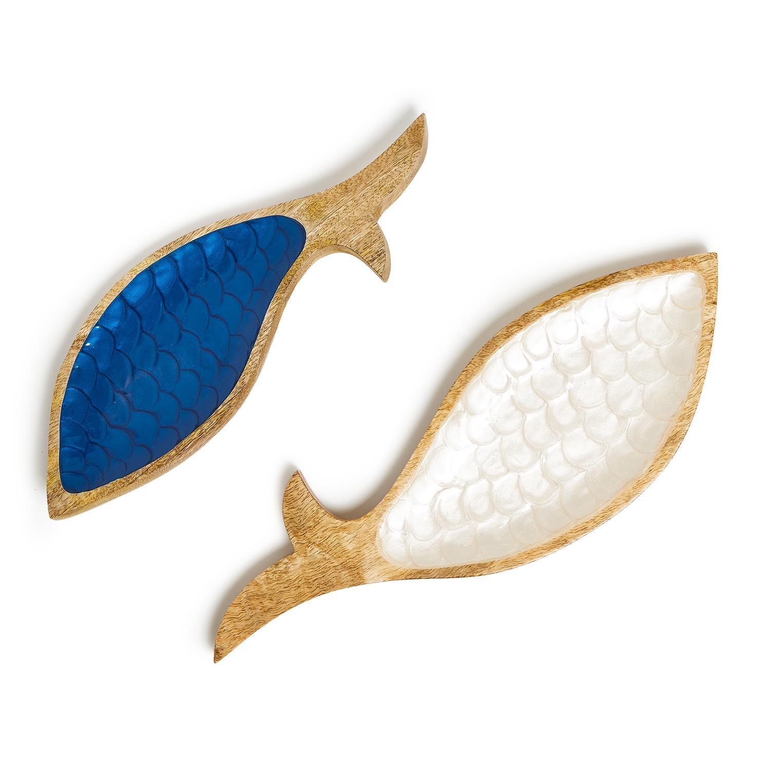 S/2 Shimmering Scales HandCrafted Fish Trays