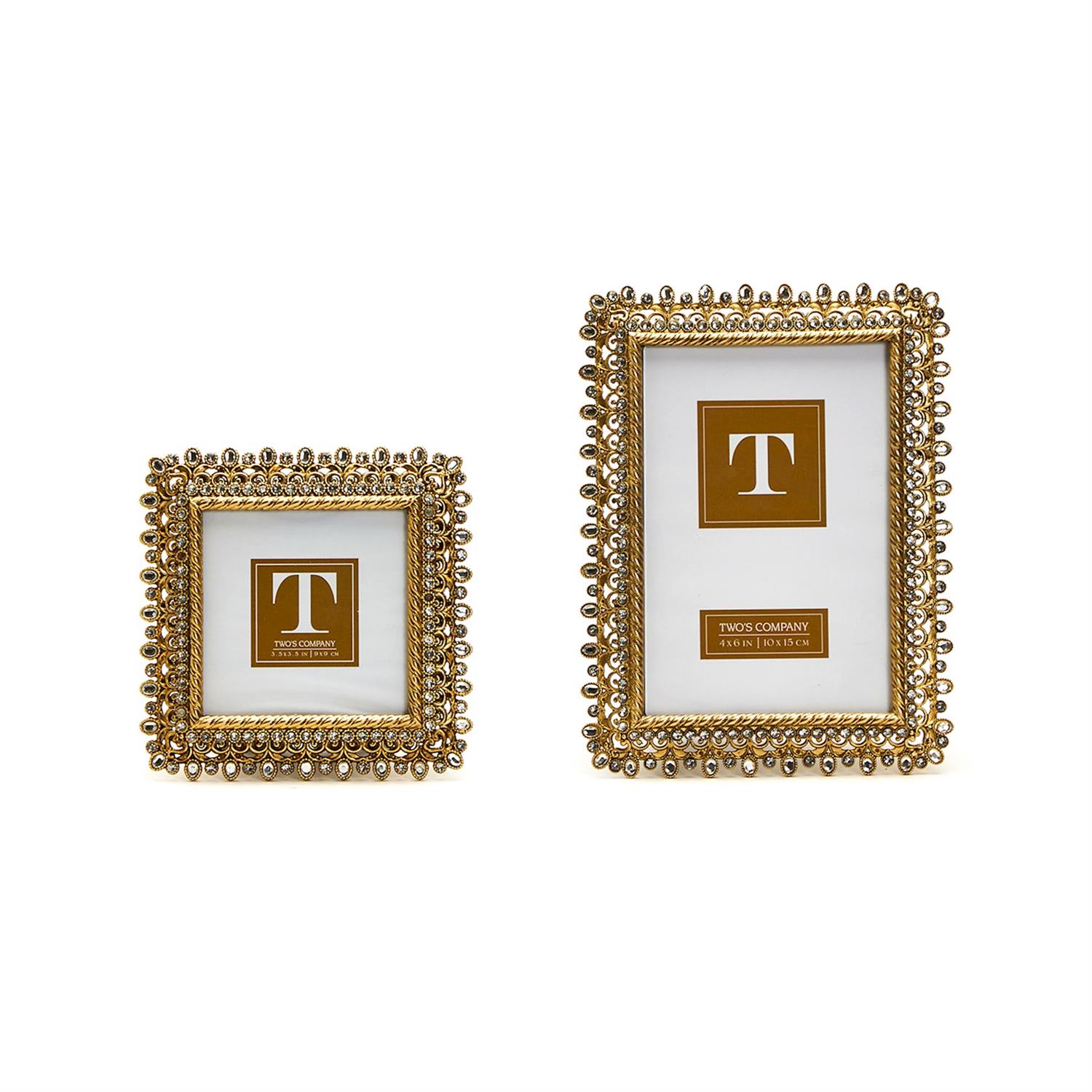 S/2 Gold Jeweled Photo Frames A/2