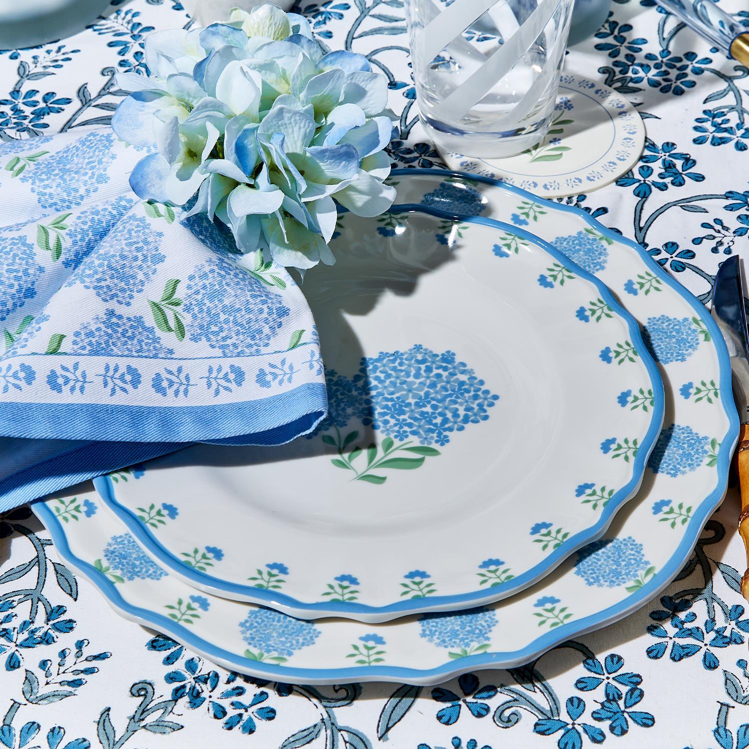 Hydrangea Melamine S/4 Dinner Plates