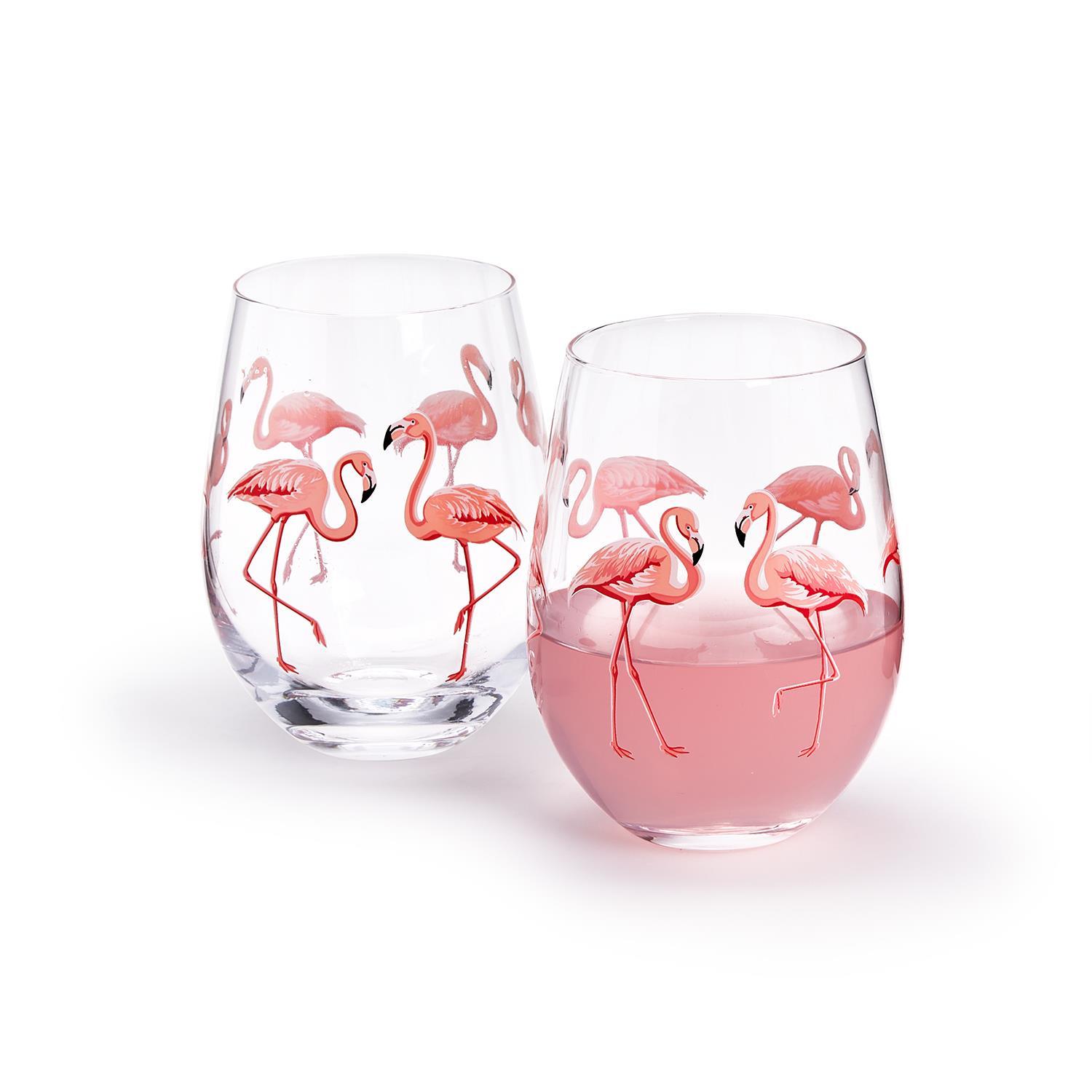 Flamingo Stemless Wine Glass