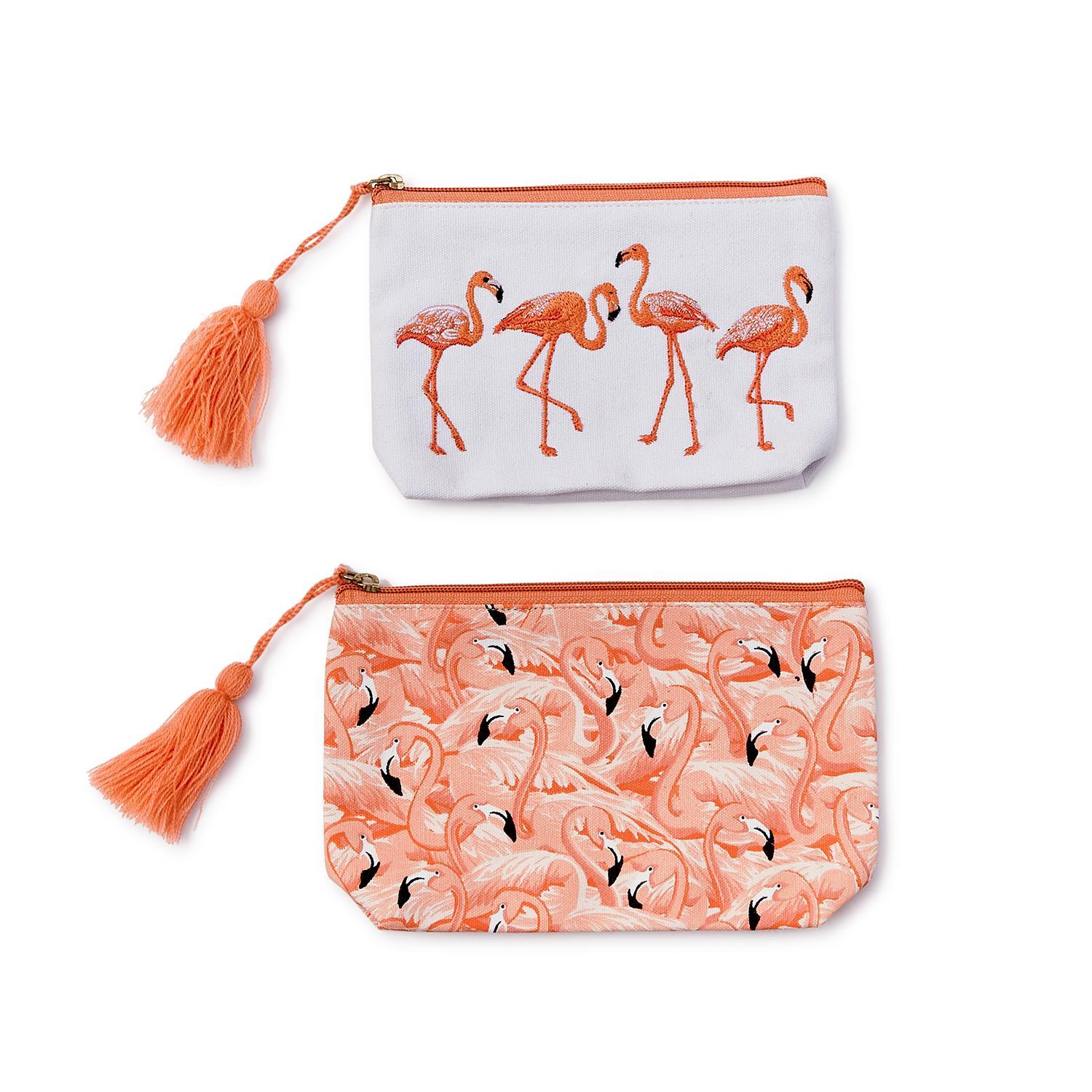 巾着2つ S/2 Flamingo Pouch