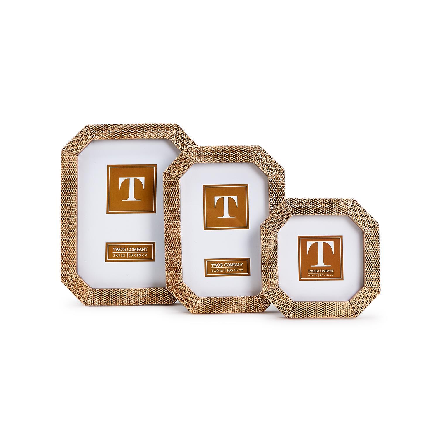 Octogen Photo Frame S/3 Gold Octagon Photo Frame
