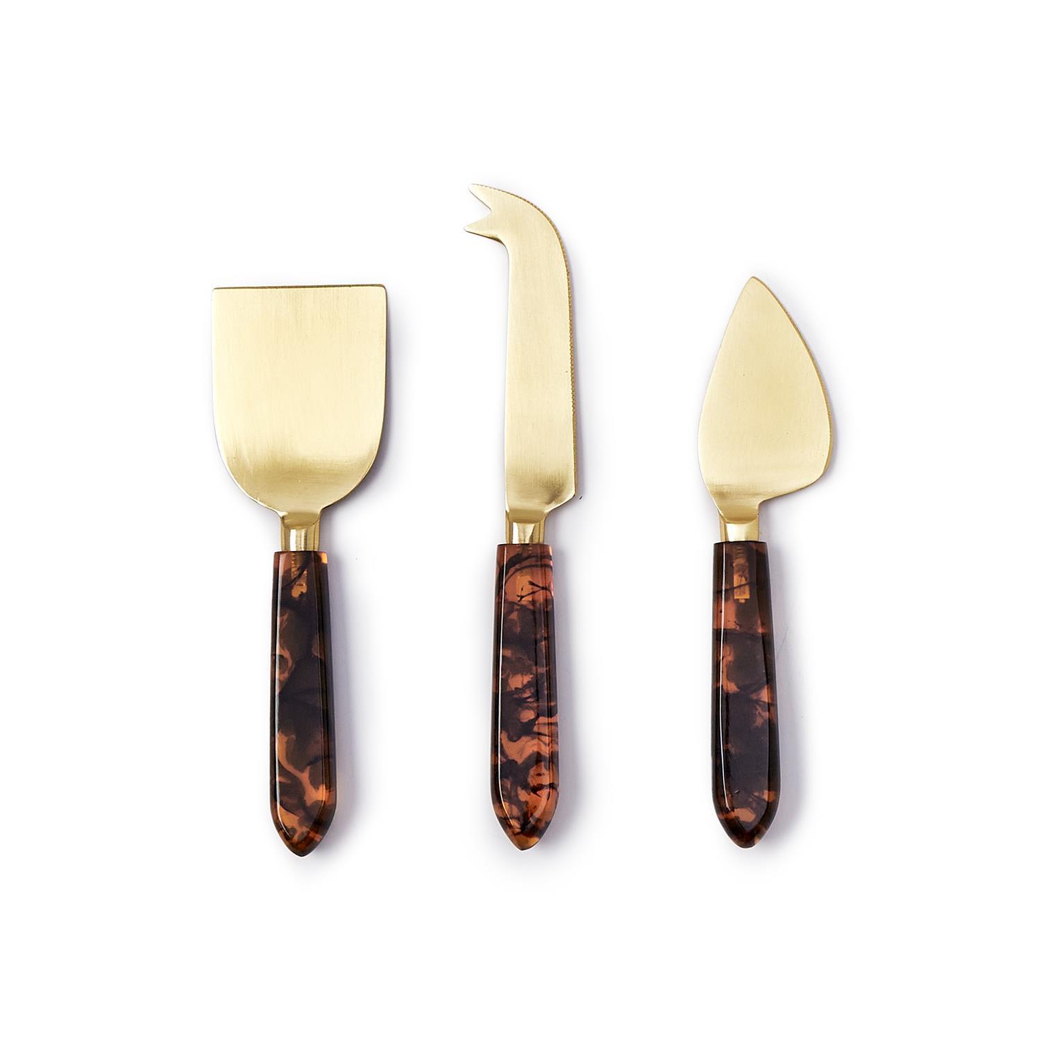 S/3 Tortoise Swirl Cheese Knives in GB