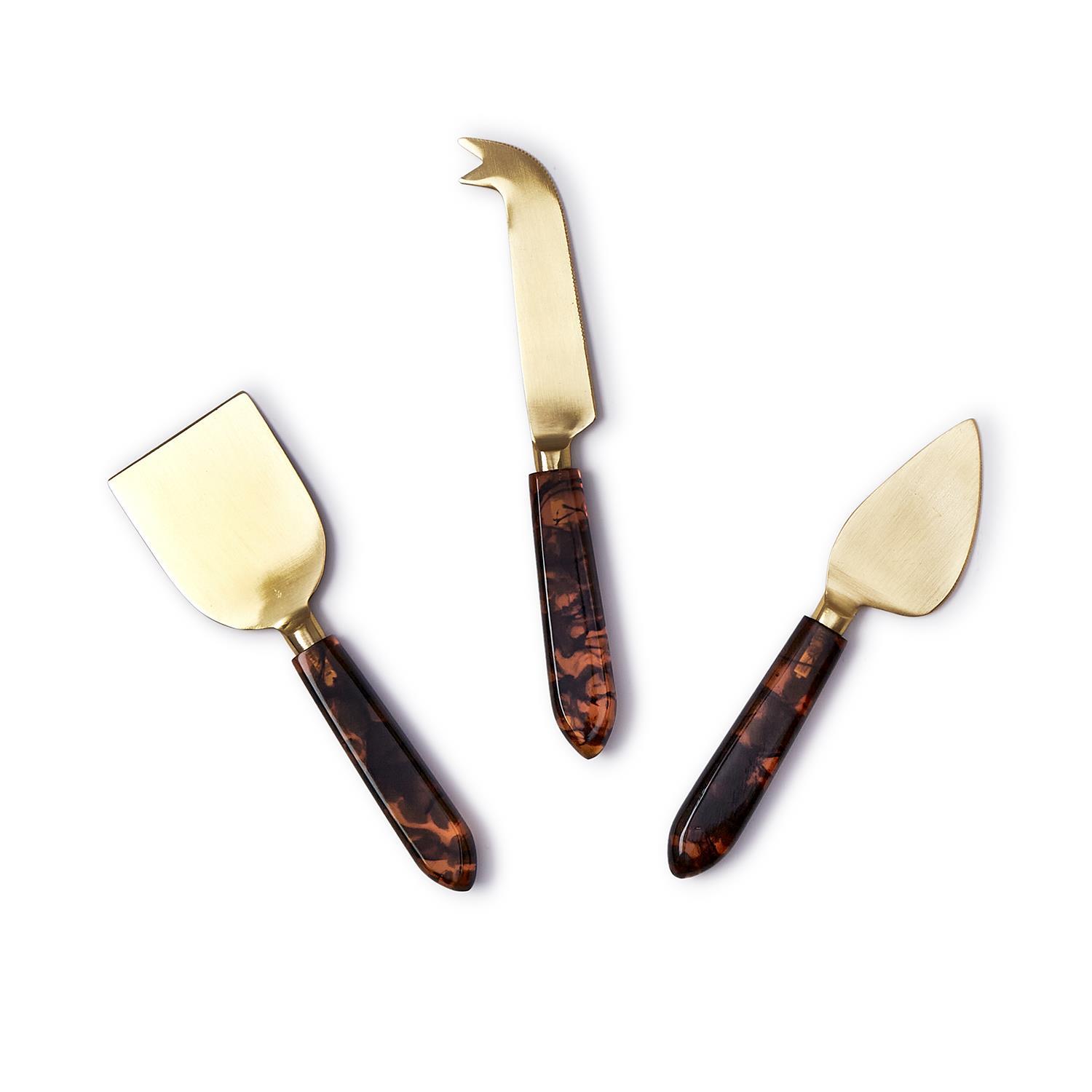 S/3 Tortoise Swirl Cheese Knives in GB