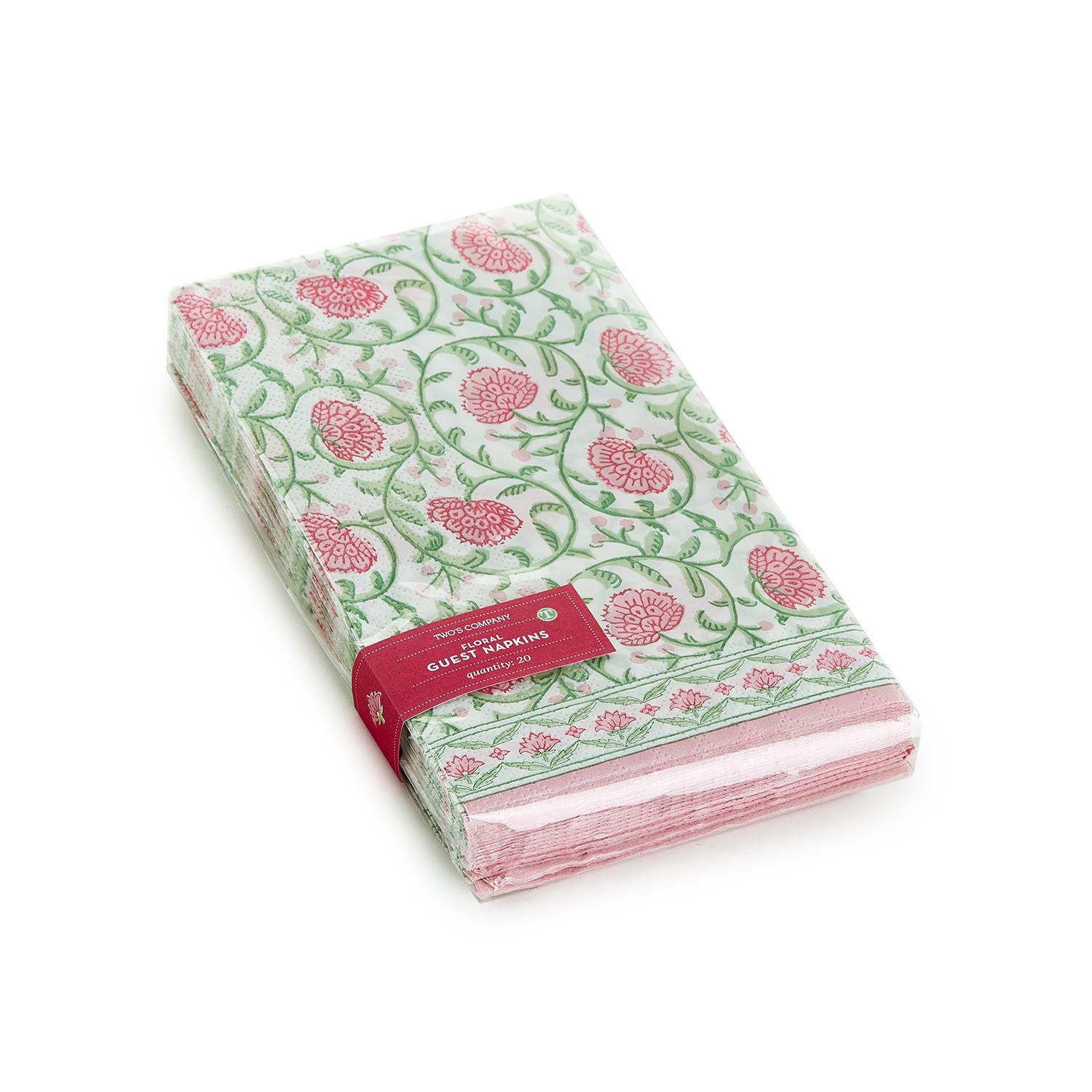 Sweet Us Floral Cotton Block Print Tablecloth With Napkin - 72-Inch Round, Hand-Printed Pink Floral Design - View #3