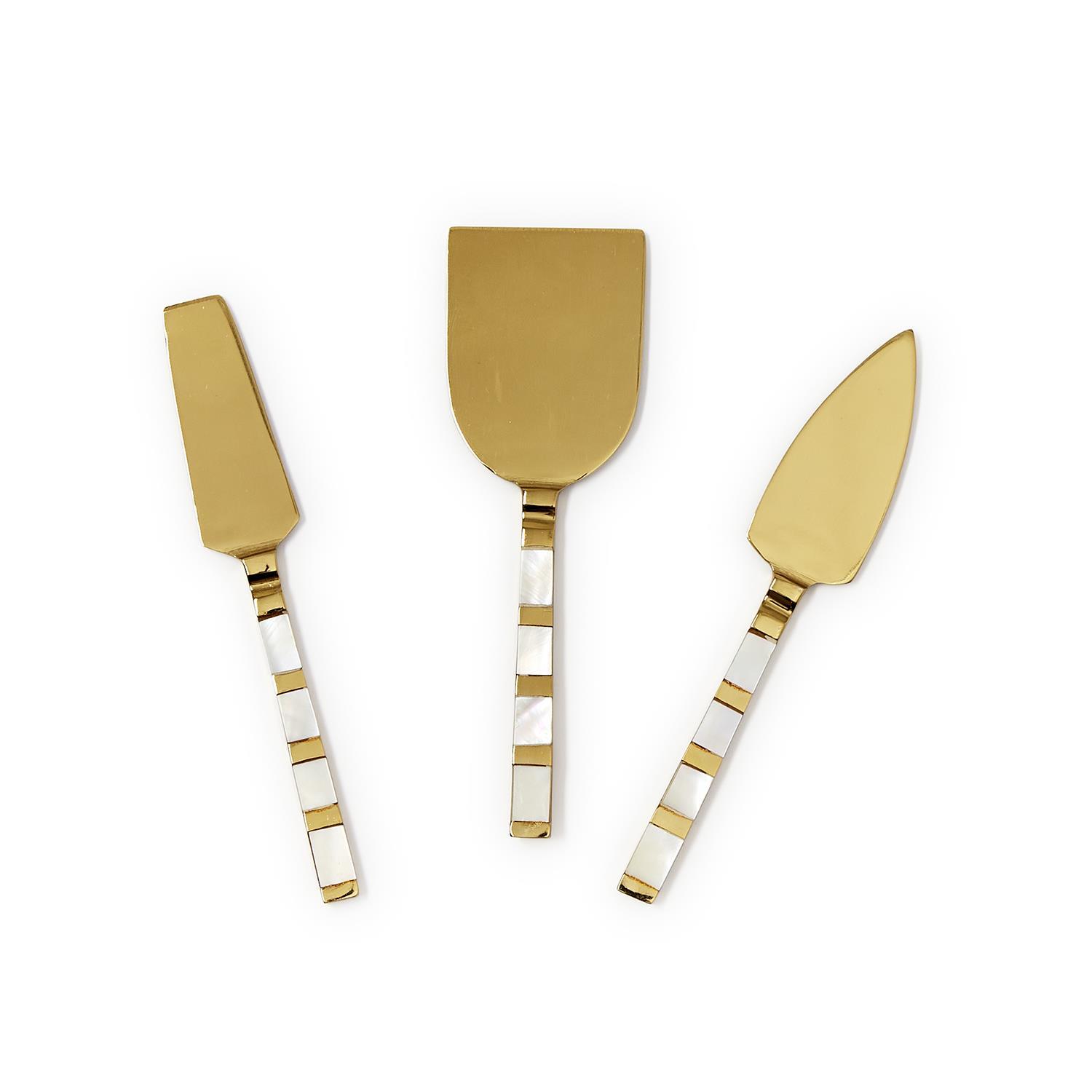 S/3 Mother of Pearl Cheese Knives in Gift Box