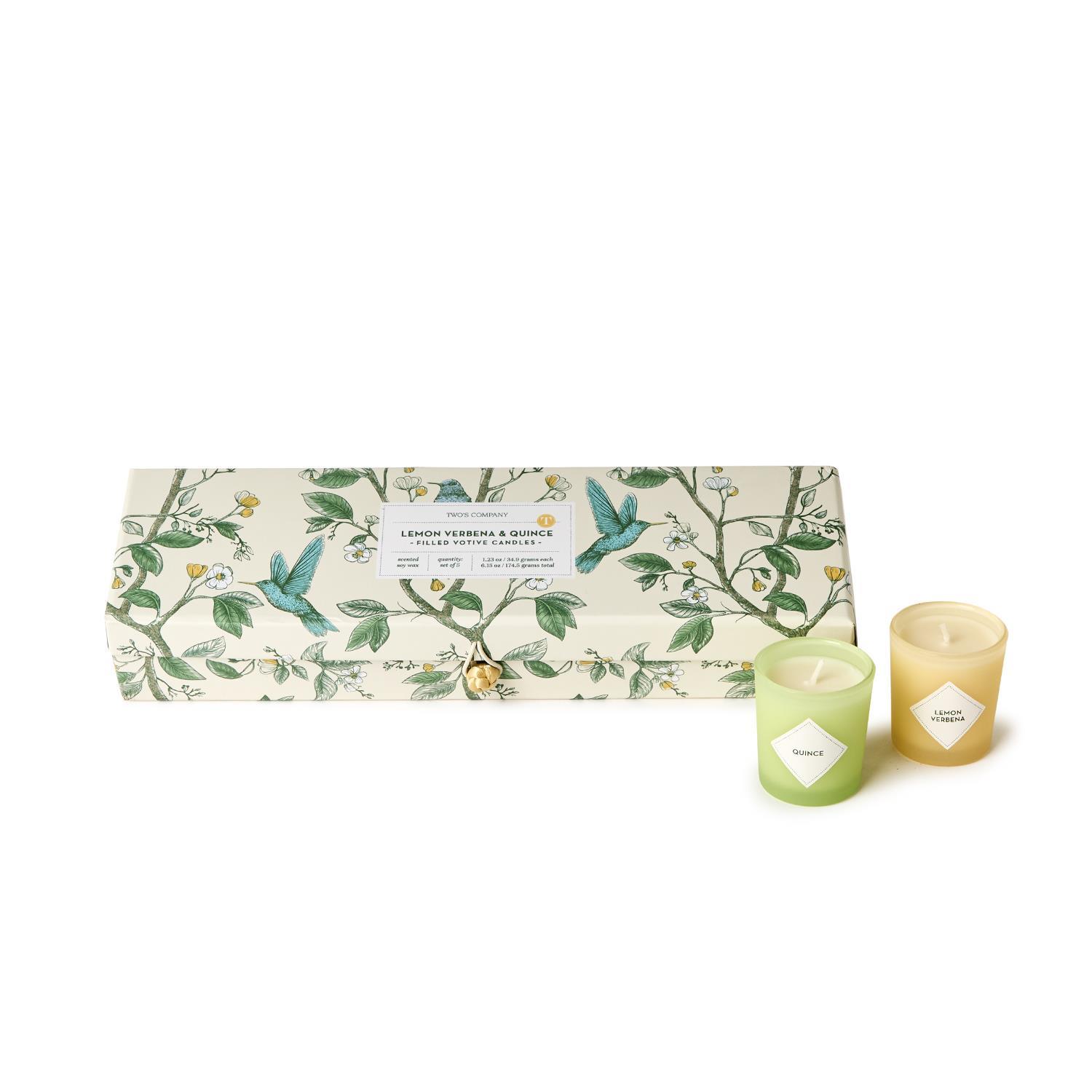 S/5 Lemon Verbena and Quince Scented Candles in Gift Box