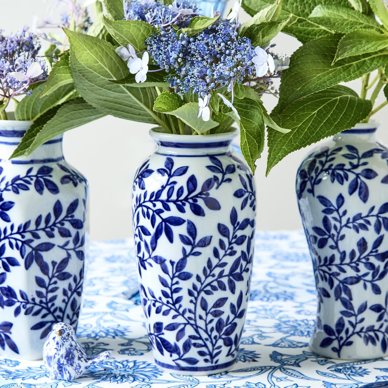 S/3 Hand-Painted Blue and White Chinoiserie Vases Incl 3 Shapes