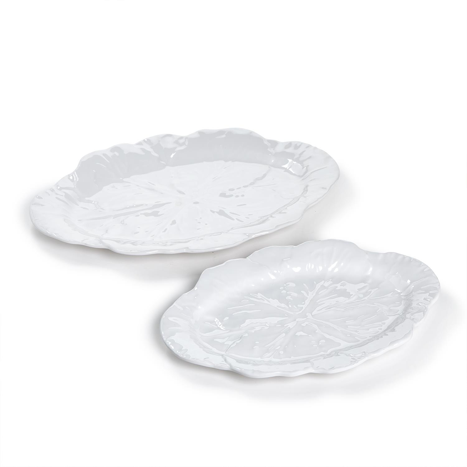 S/2 Cabbage Texture Melamine Serving Trays