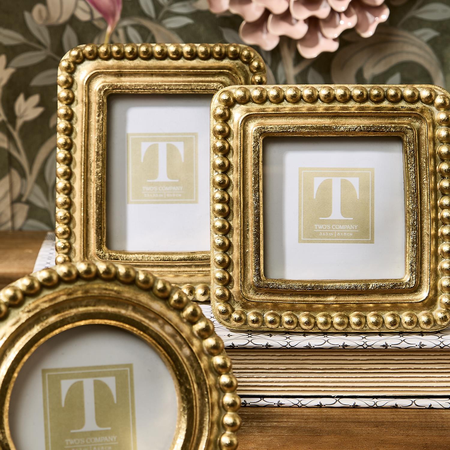 S/4 Beaded Texture Gold Photo Frames