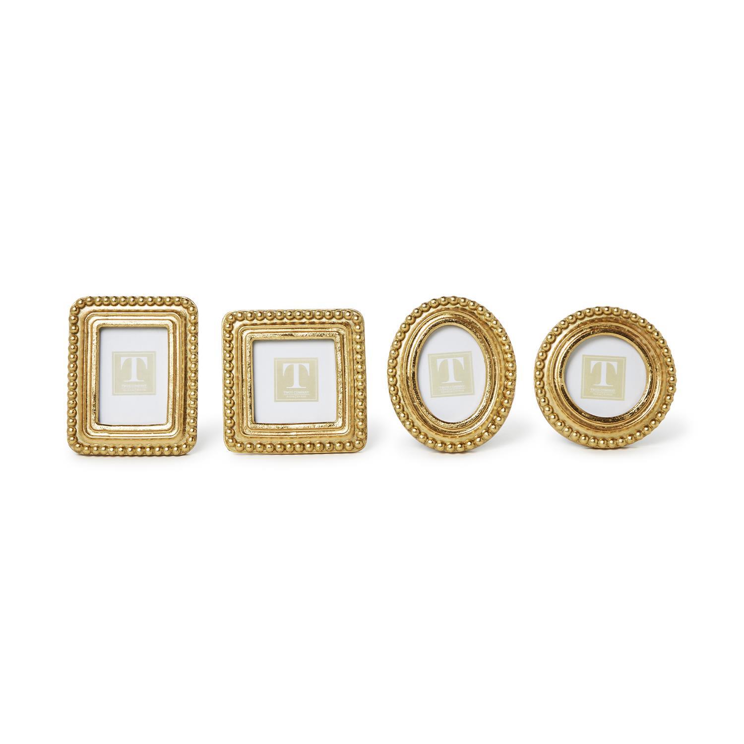 S/4 Beaded Texture Gold Photo Frames