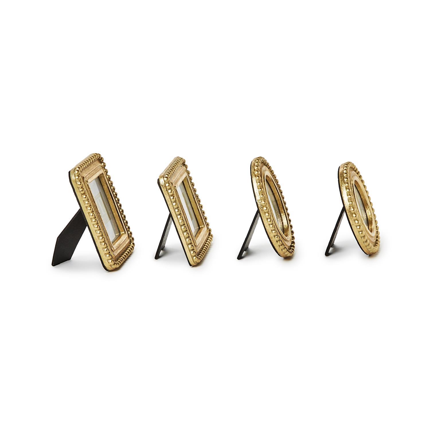 S/4 Beaded Texture Gold Photo Frames