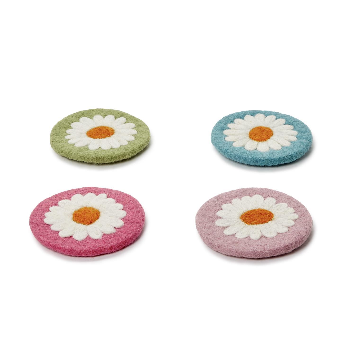 Daisy Set of 4 Hand-Crafted Coasters Includes 4 Colors