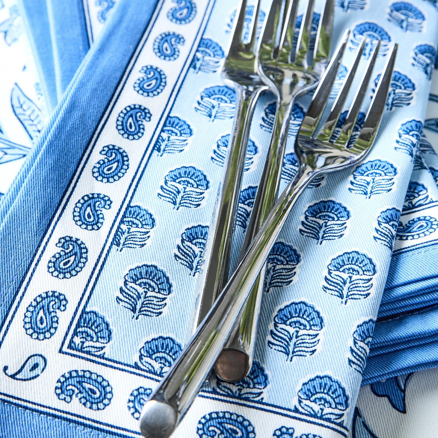Pink/Blue Block Print Dinner Napkin main image 1