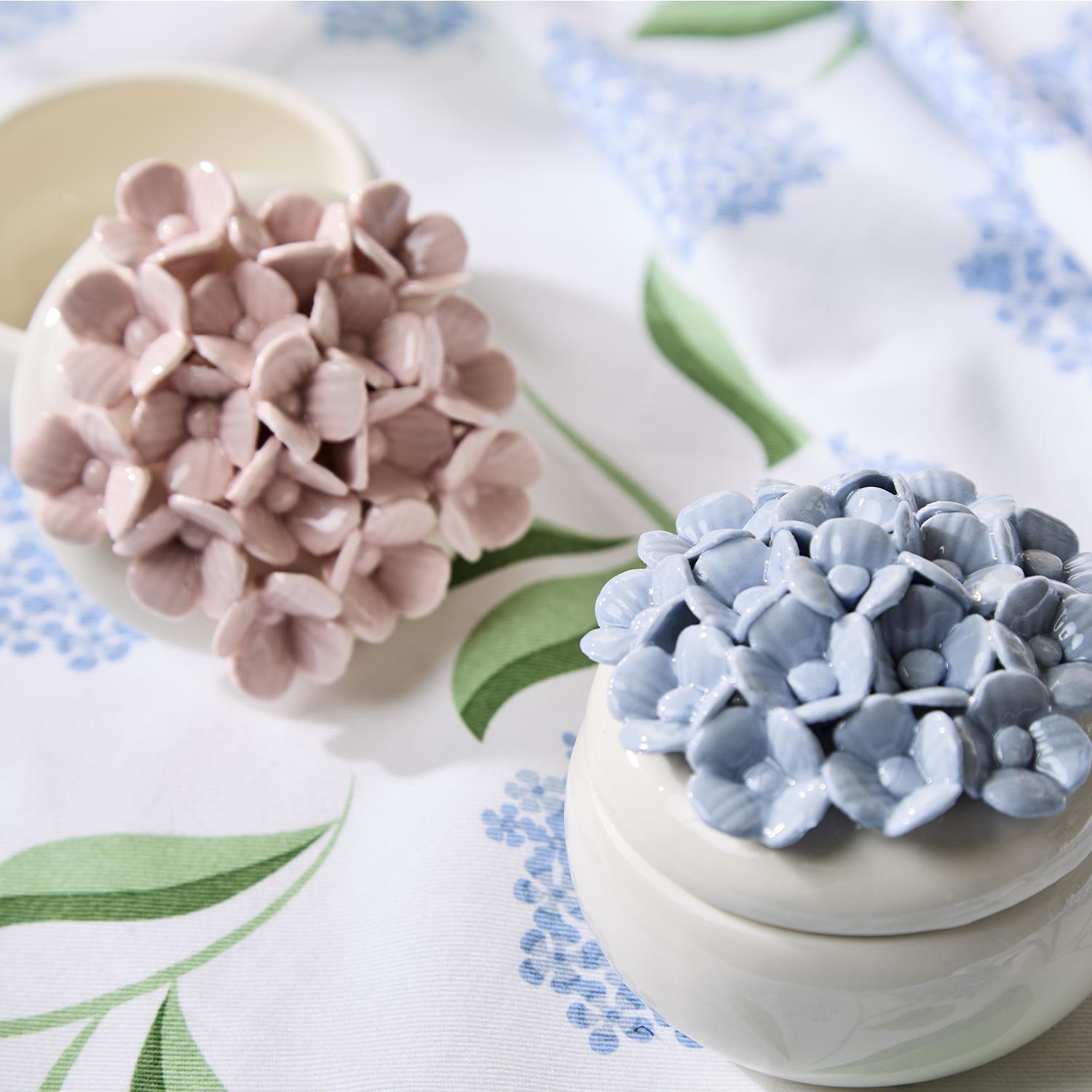 Hydrangea Trinket Jewelry Box with Lid Asst 2 Colors
