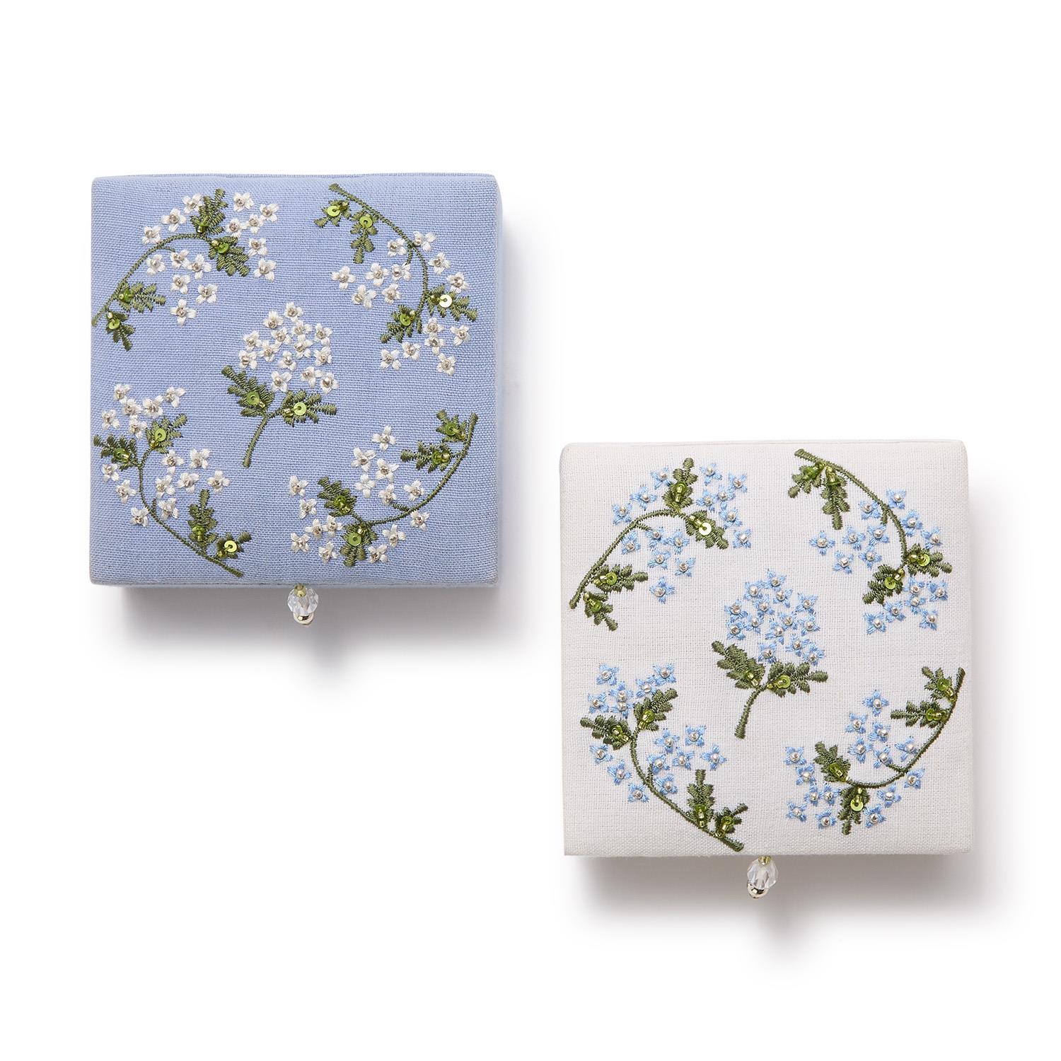 Hydrangea Small Jewelry Box with Beaded Tassel Puller Asst 2 Colors