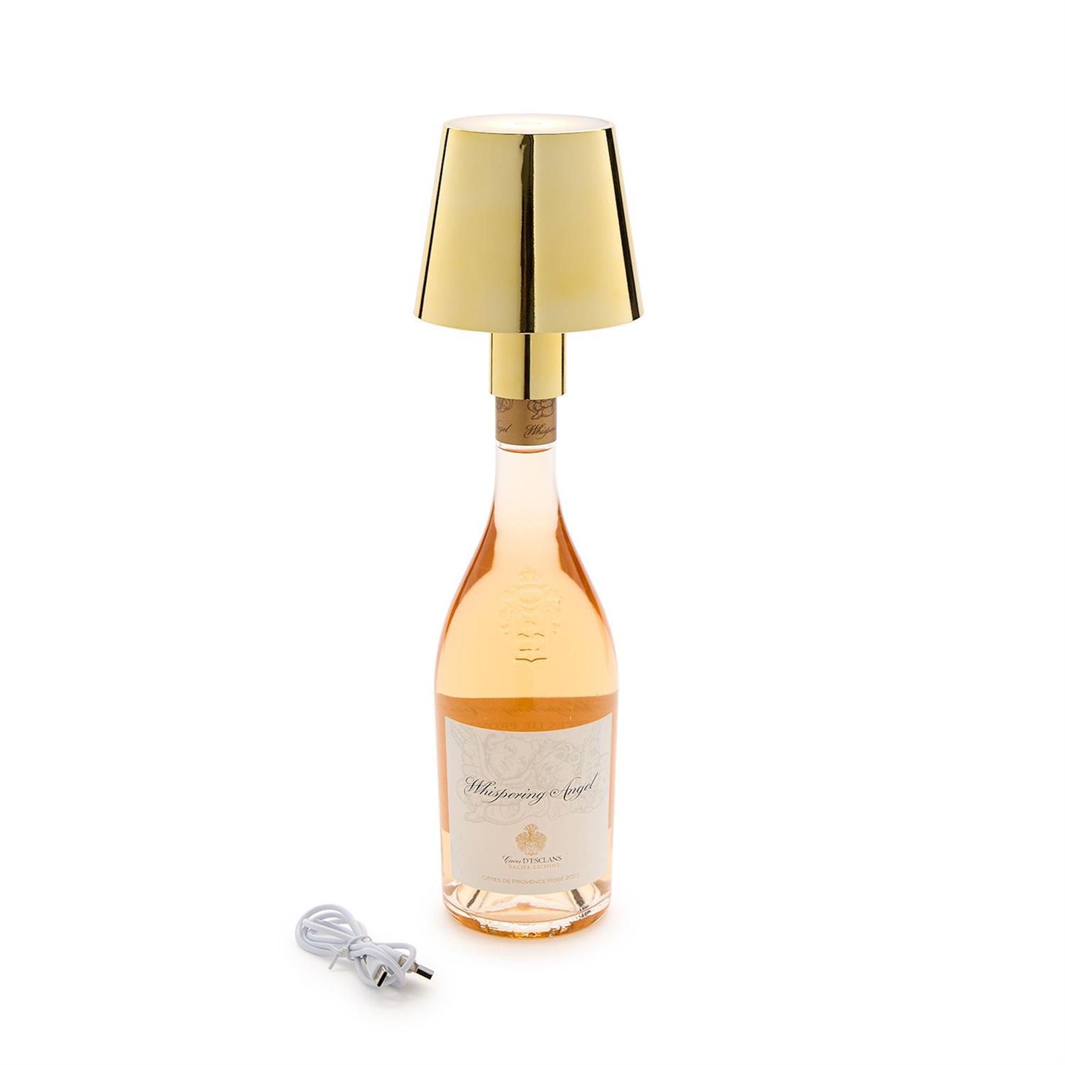 LED Portable Cordless Gold Lampshade Bottle Lamp with Stopper