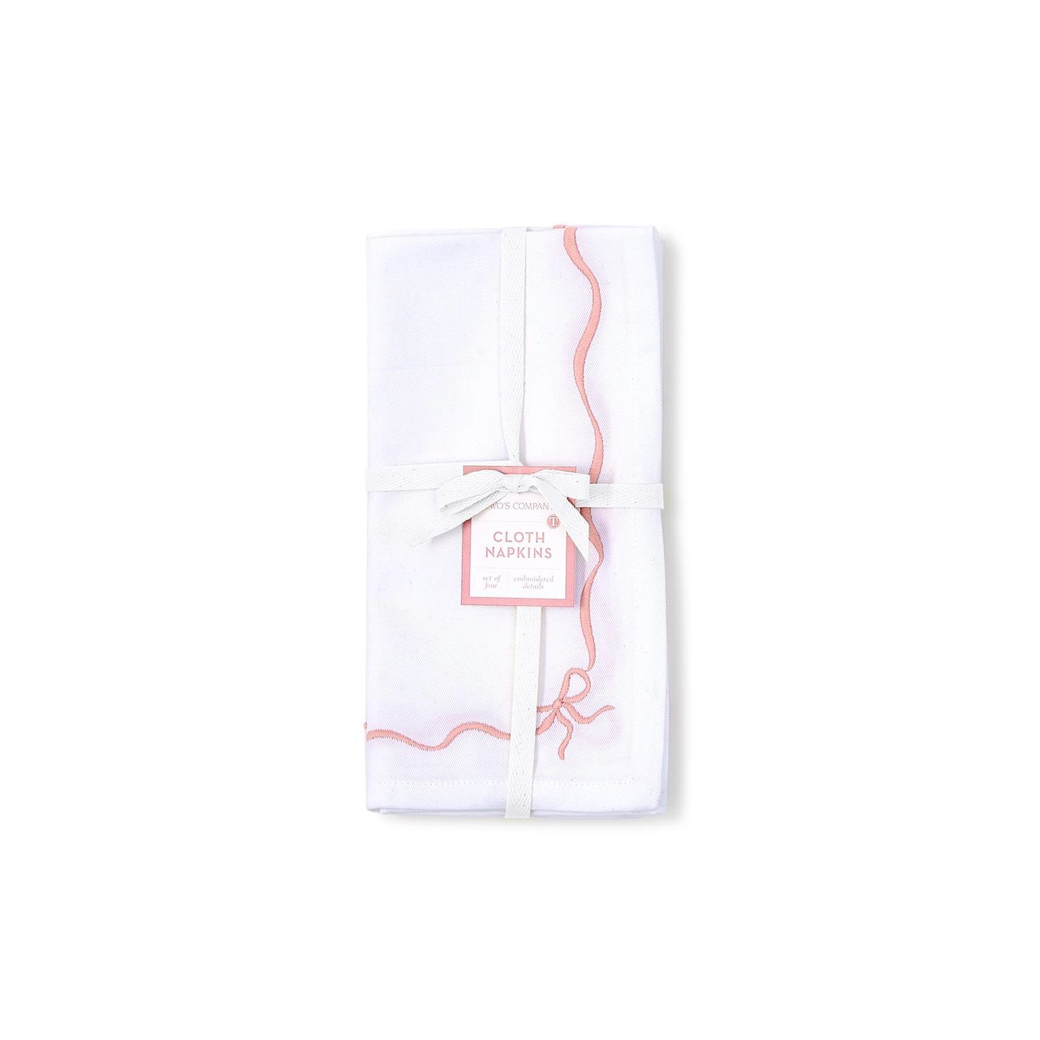 Two's Company Embroidered Bow Dinner Napkins