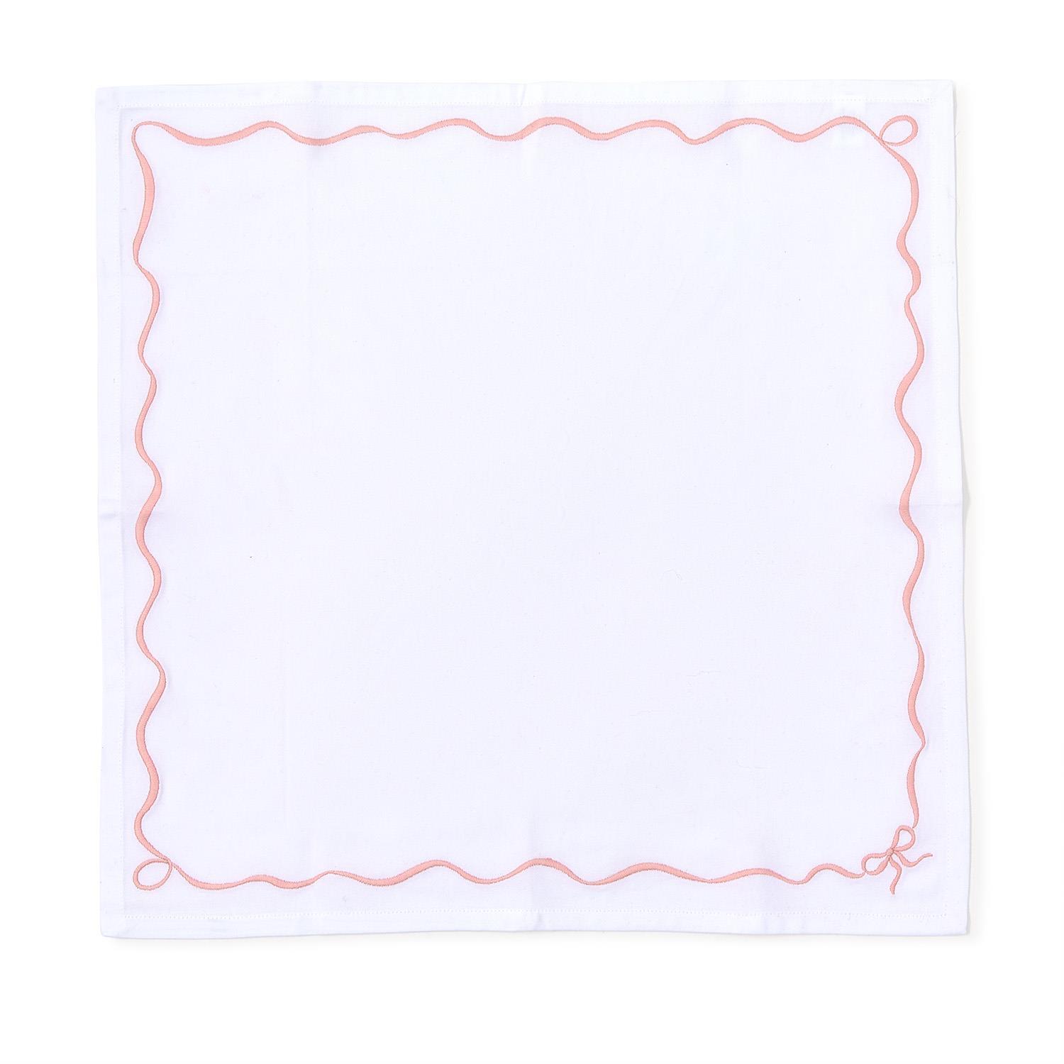 Two's Company Embroidered Bow Dinner Napkins - Thumbnail 5