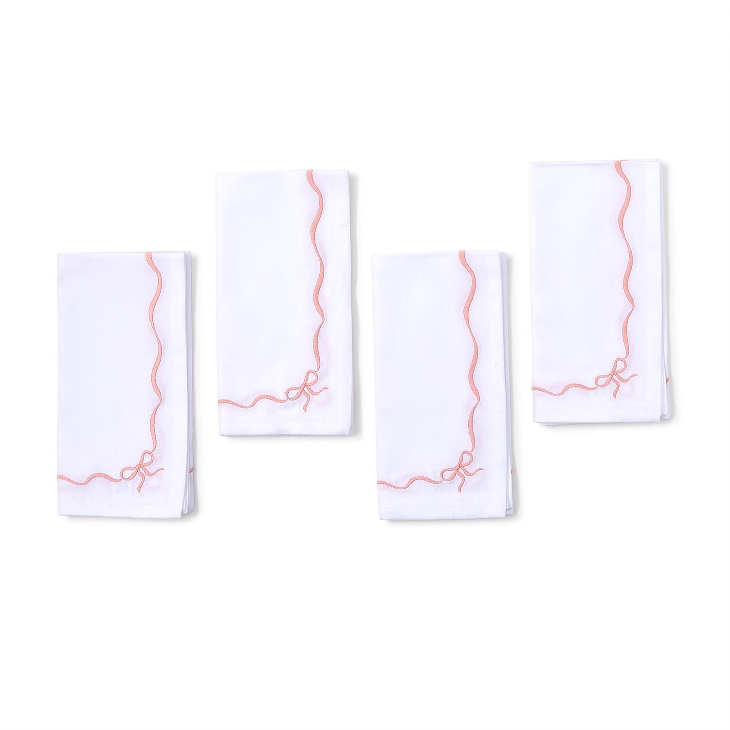 Two's Company Embroidered Bow Dinner Napkins - Thumbnail 3