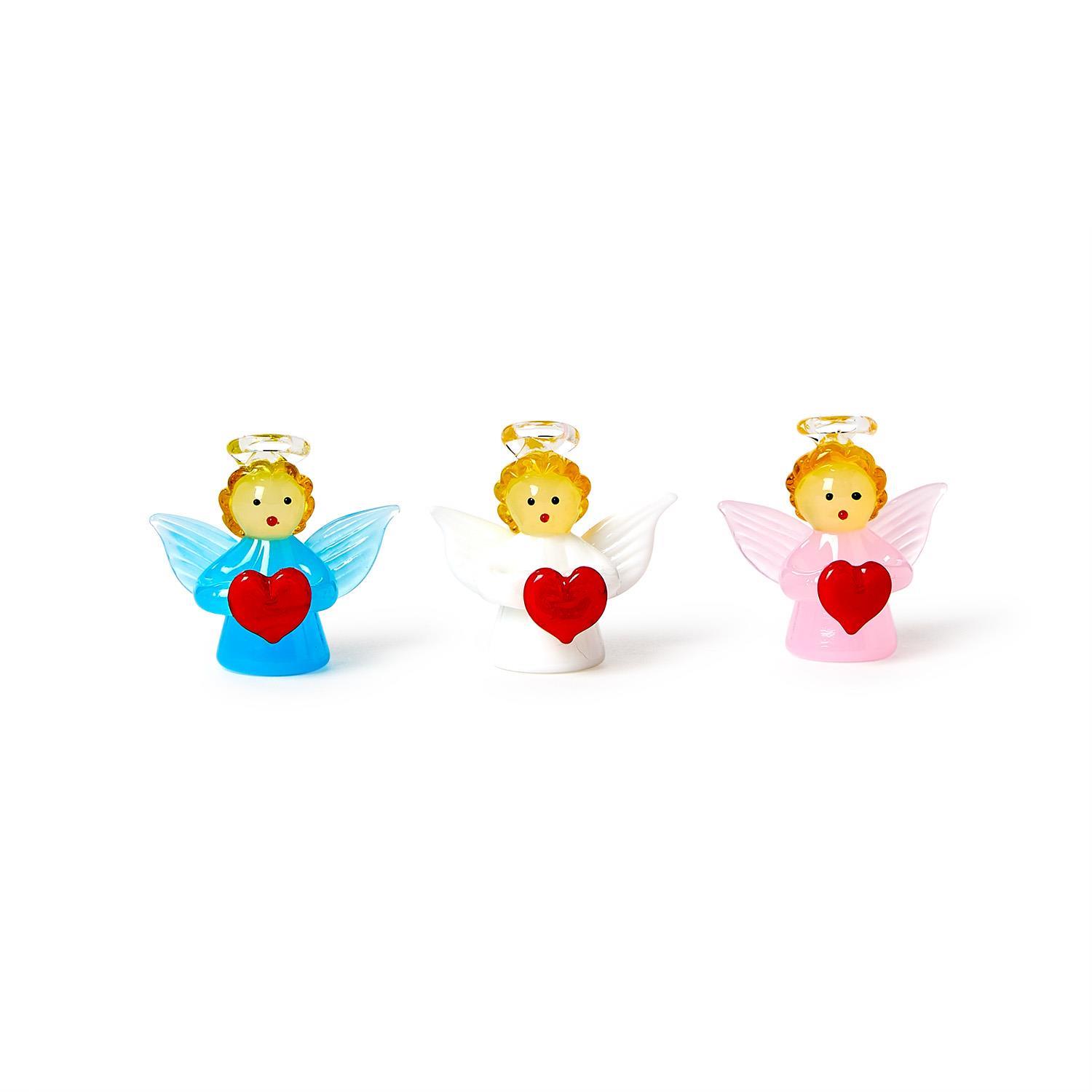 Angel 24 Pc Hand-Blown Glass Angel in Gift Box Includes 3 Colors