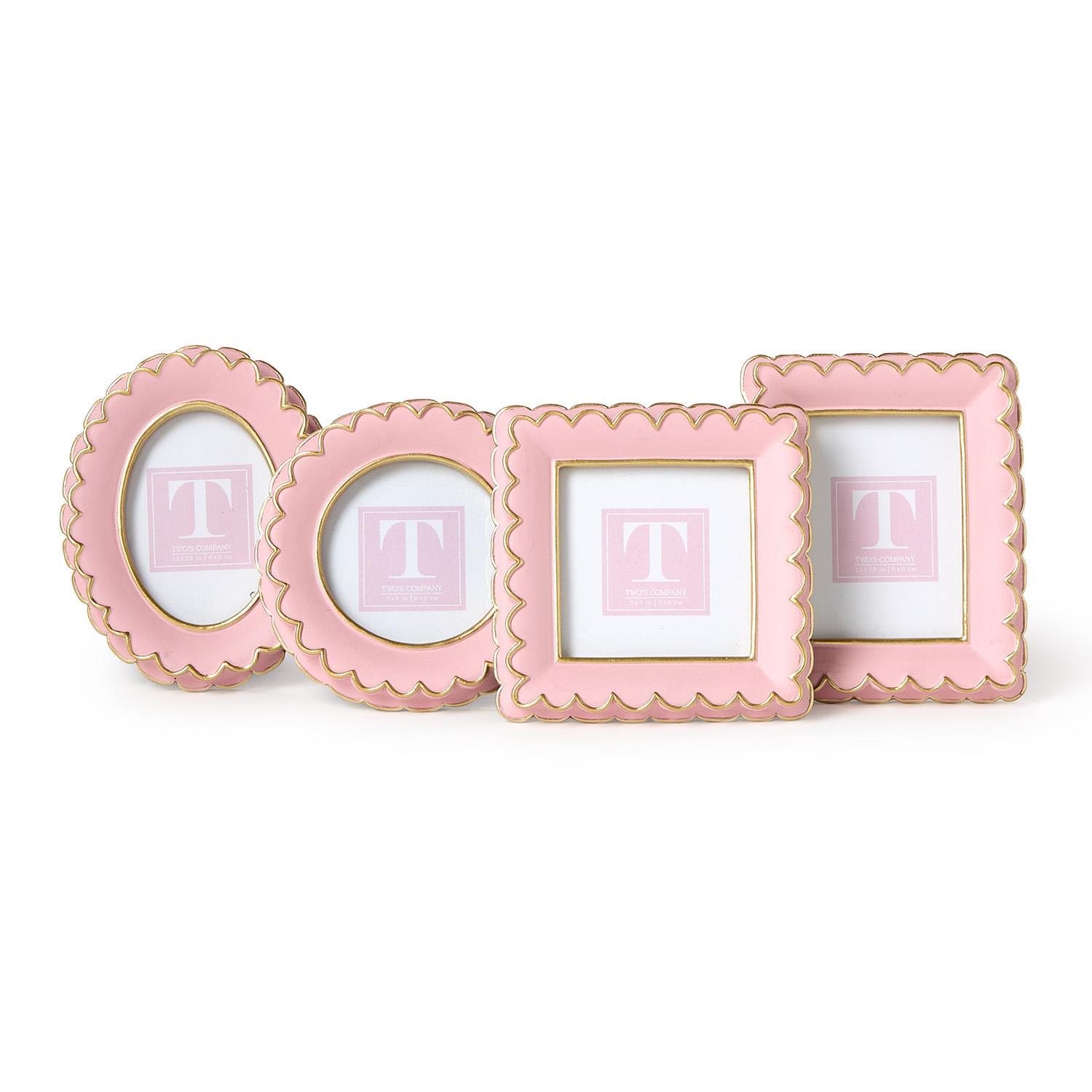 Mini So Photo Frame S/4 Pink Scalloped Mini Photo Frame