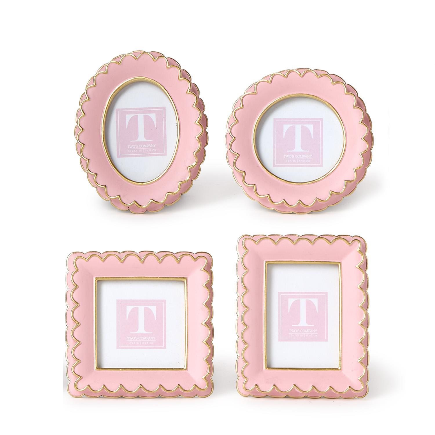 Mini So Photo Frame S/4 Pink Scalloped Mini Photo Frame