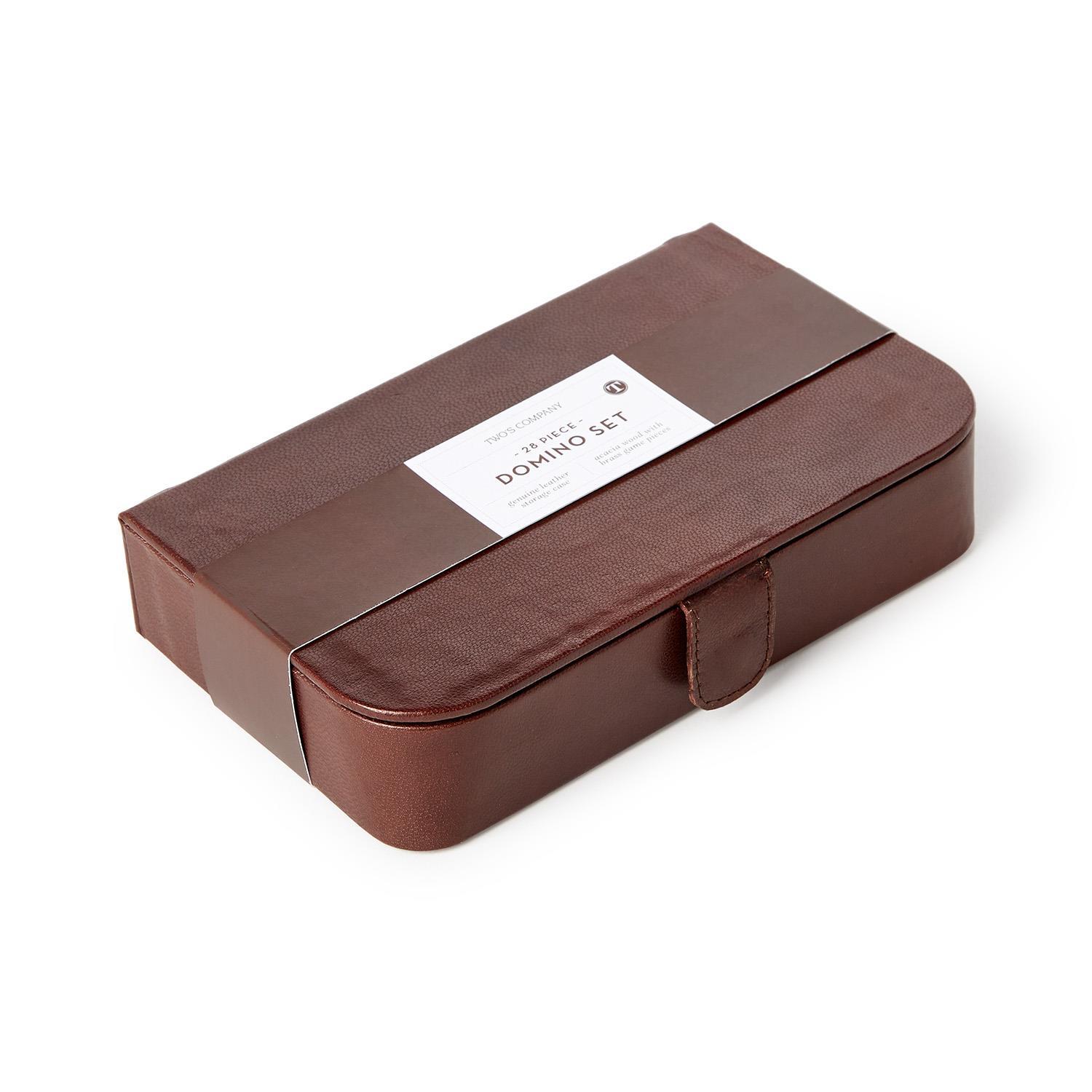 Chestnut Genuine Leather Domino Set Chestnut Genuine Leather Domino Set