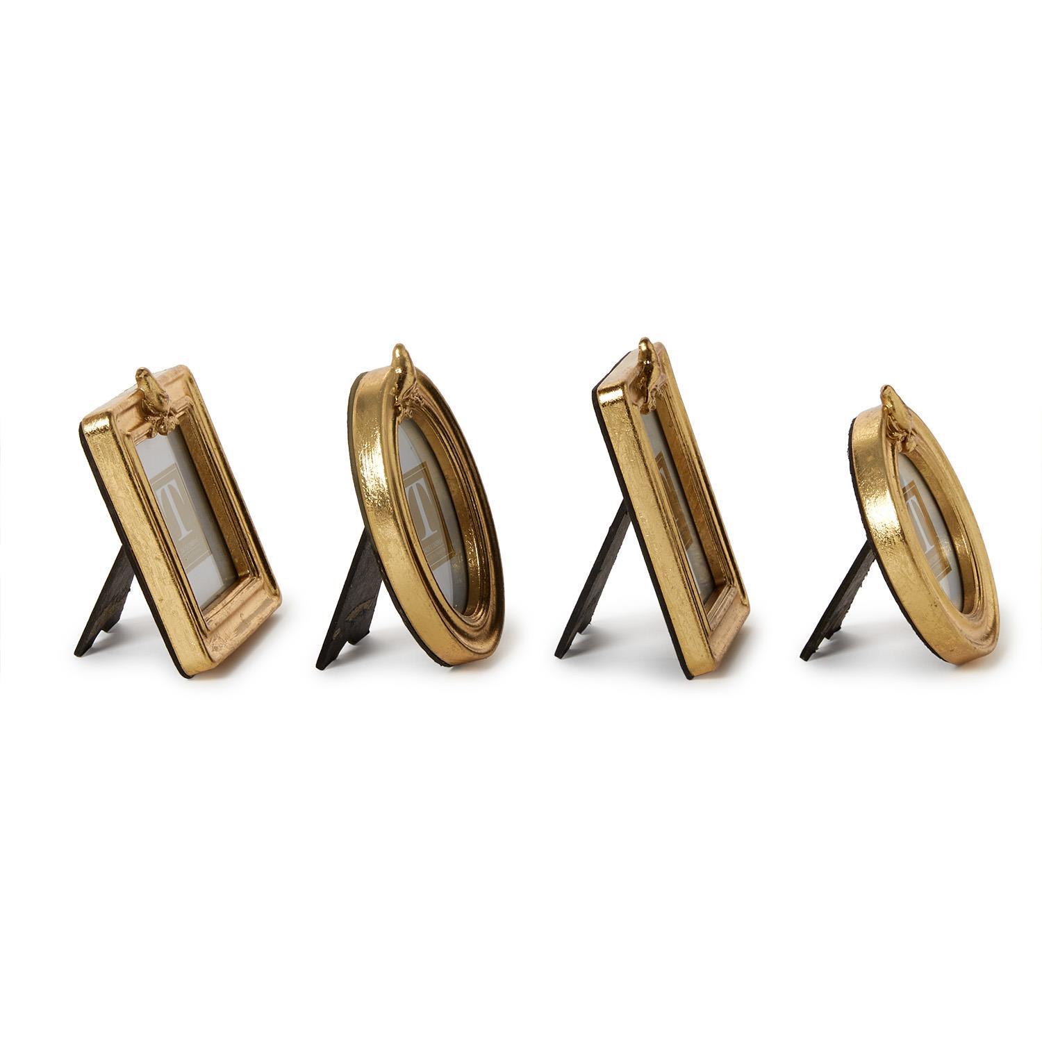 S/4 Gold Bird Photo Frames Incl 4 Shapes