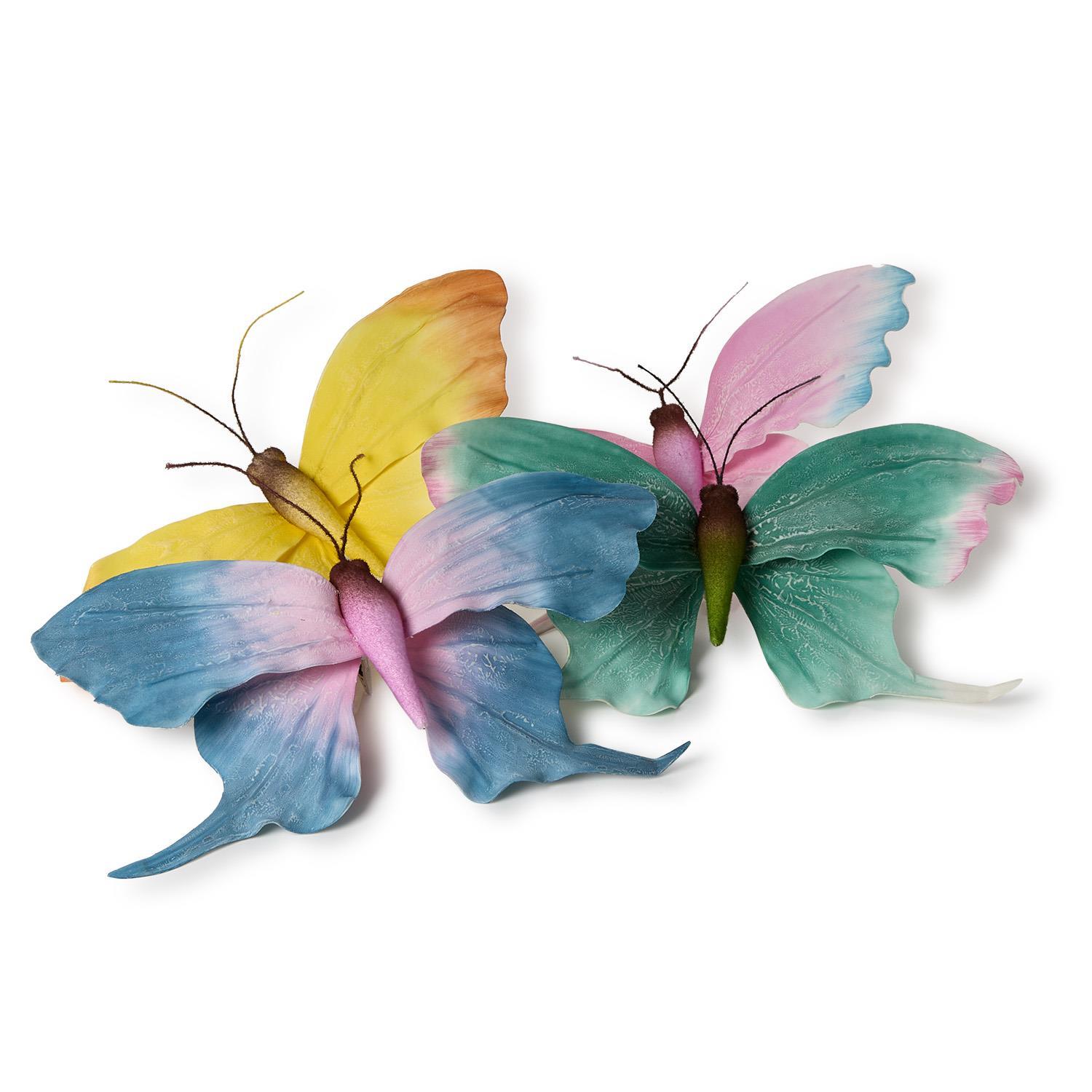Set of 8 Oversized Butterflies with Clip Attachment Décor Assorted