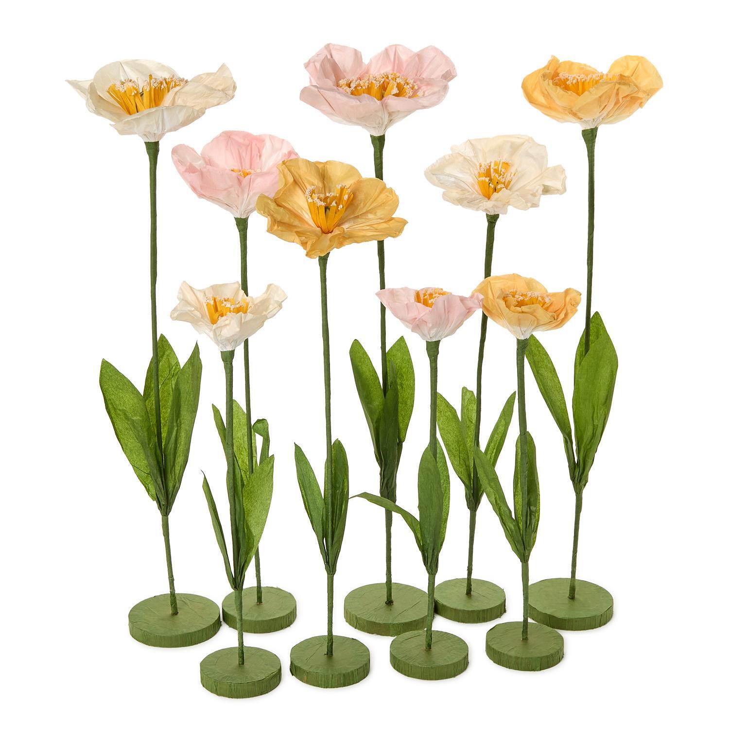 18 Pc Hand-Crafted Paper Flower with Base Unit Includes 3 Sizes in