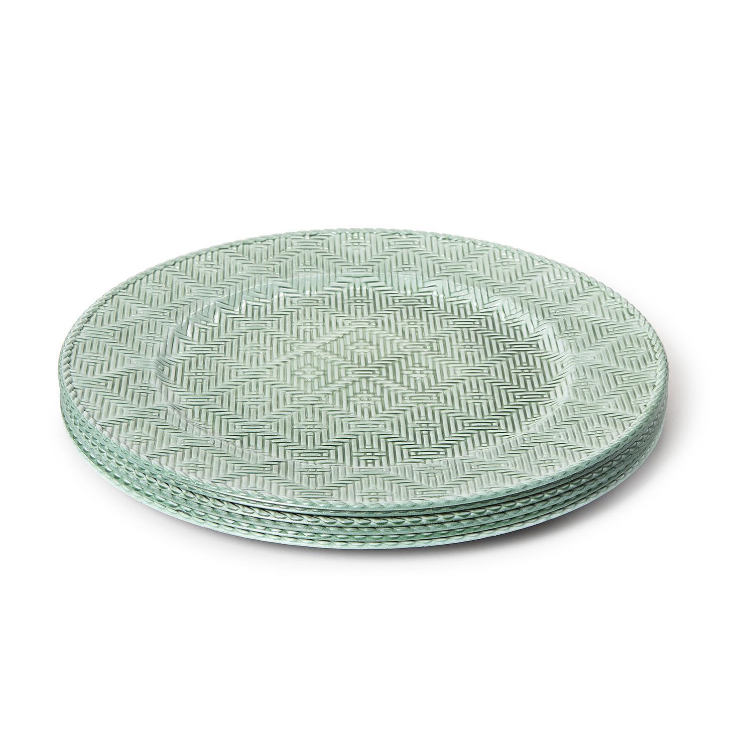 Verdigris Set of 4 Faux Rattan Pattern Charger Plates