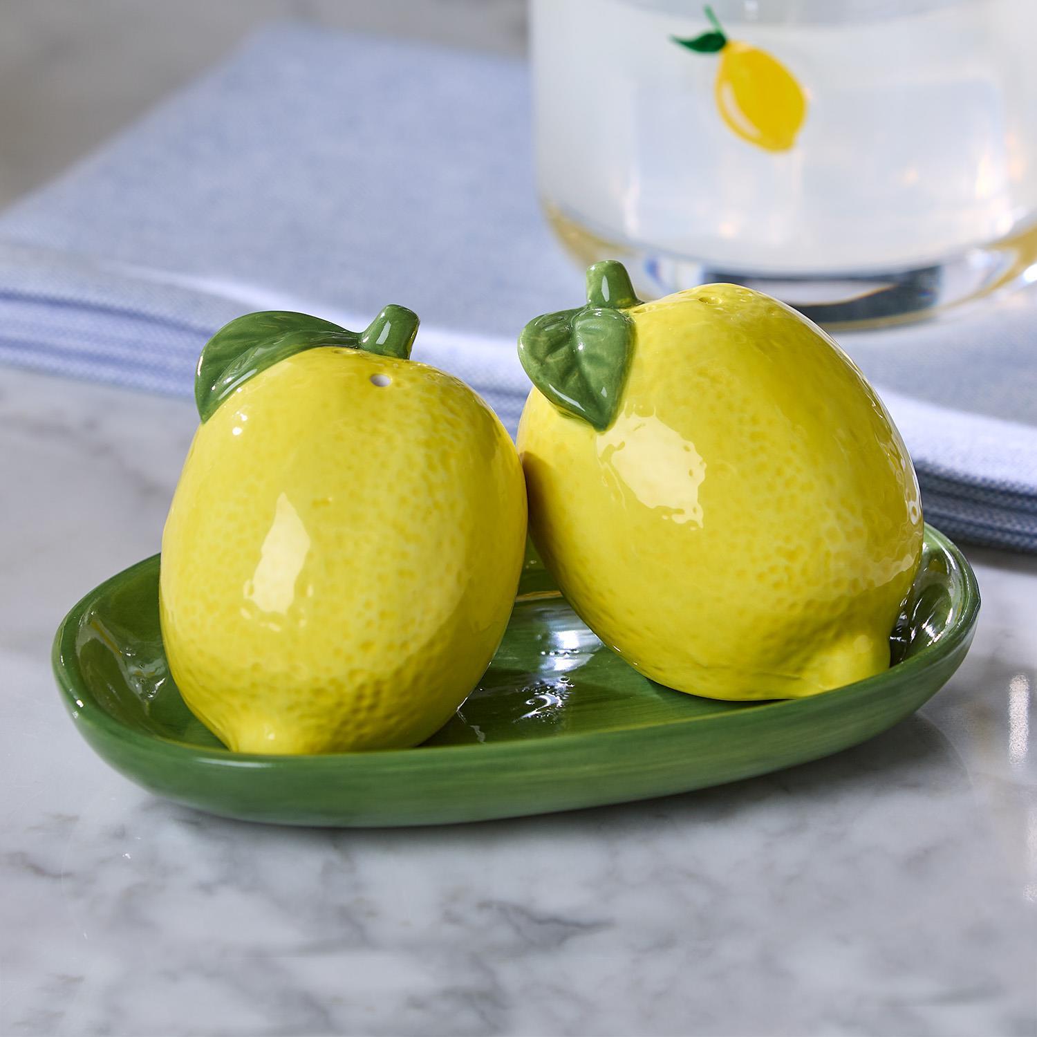 Lemon Salt and Pepper Set on Tray in Gift Box