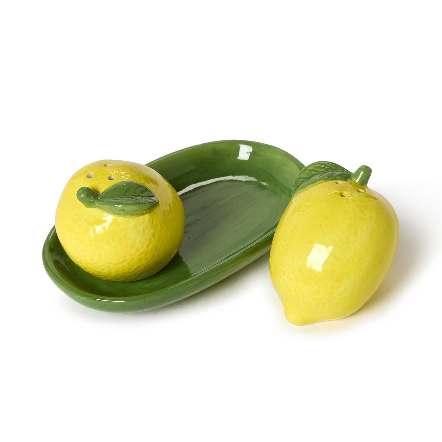 Lemon Salt and Pepper Set on Tray in Gift Box