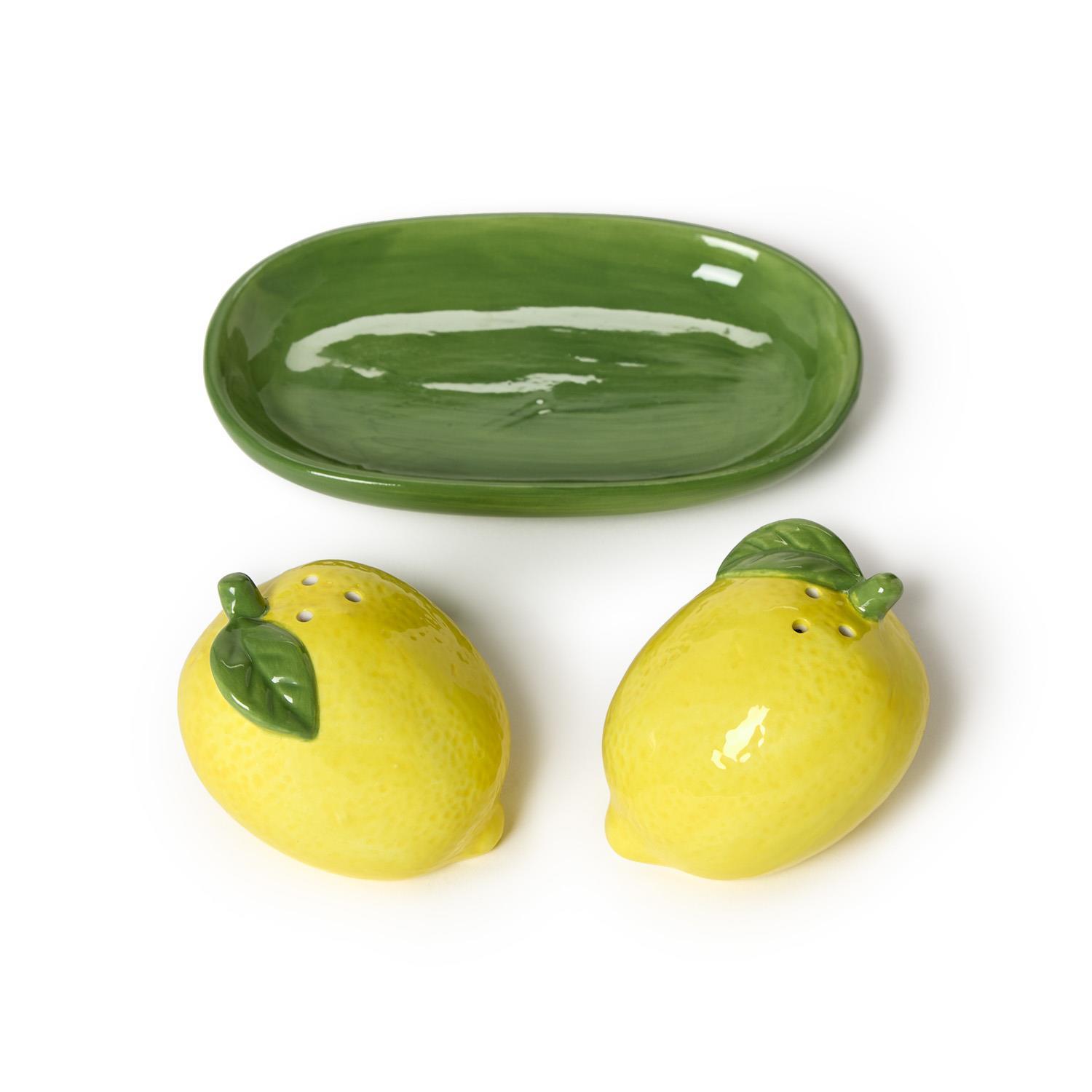Lemon Salt and Pepper Set on Tray in Gift Box Lemon Salt and Pepper Set on Tray in Gift Box