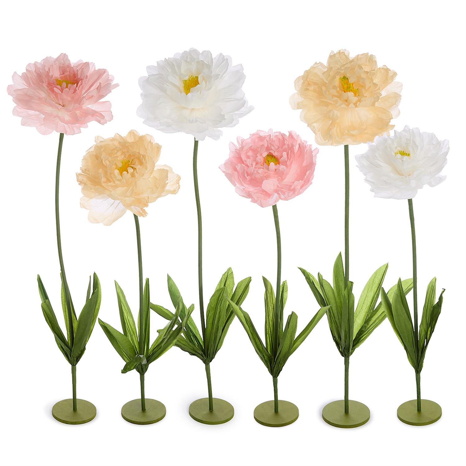 6 Pc Oversized Hand-Crafted Paper Flower with Base Unit Includes 3