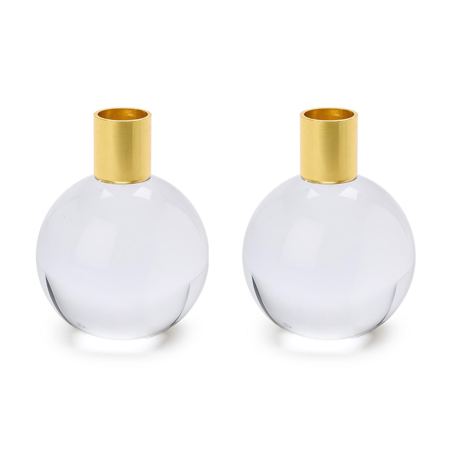 S/2 Color Pop Clear Taper Candleholders