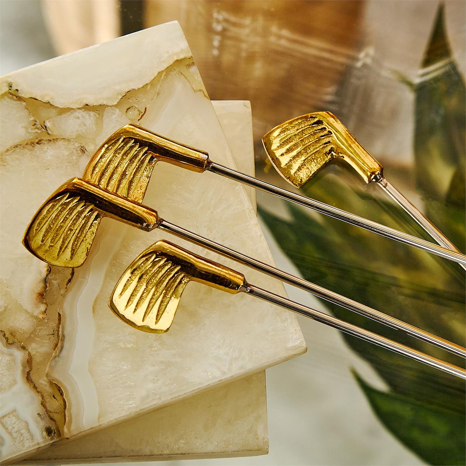 S/4 Gold Golf Club Stirrers in Gift Card