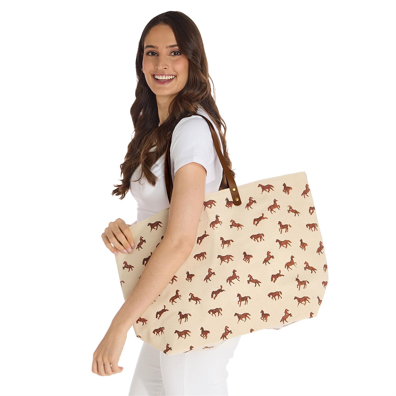Horse Silhouette Printed Tote Bag Asst 2 Colors