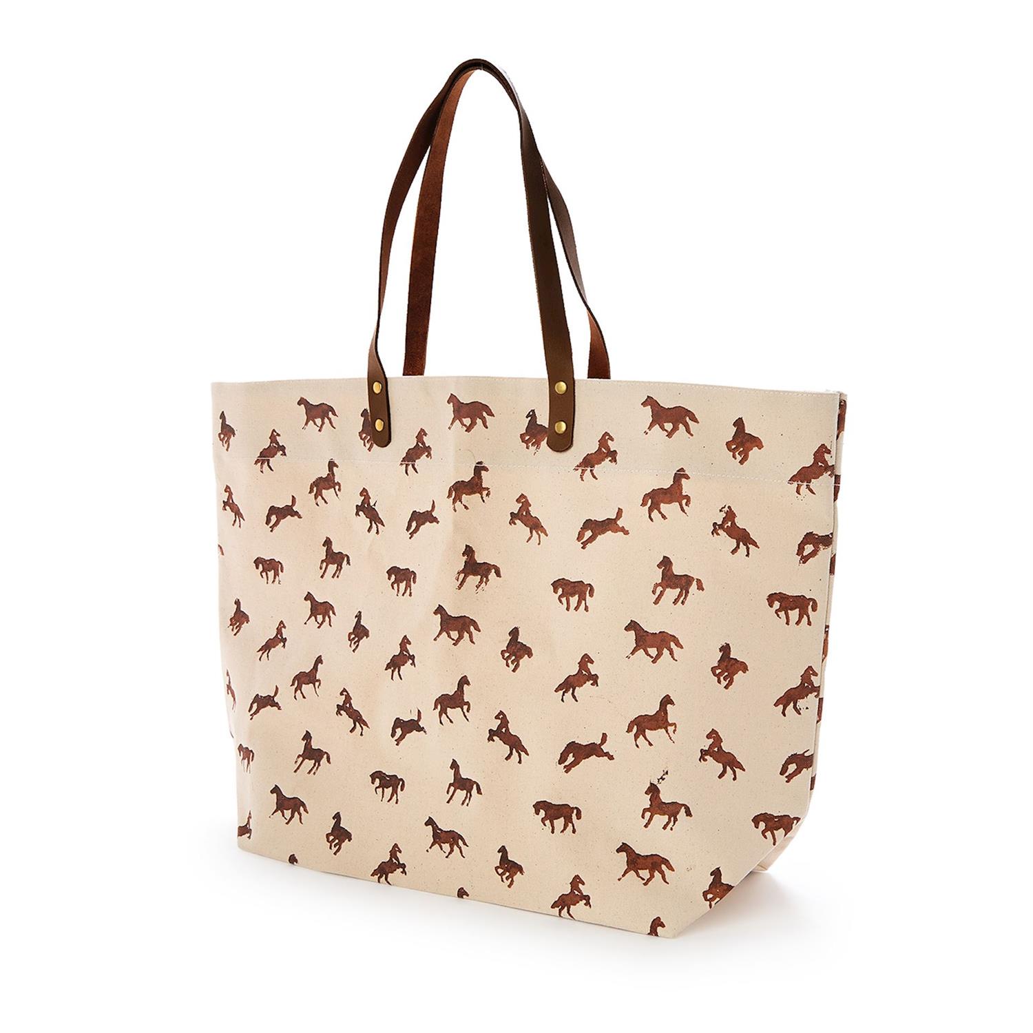 Horse Silhouette Printed Tote Bag Asst 2 Colors