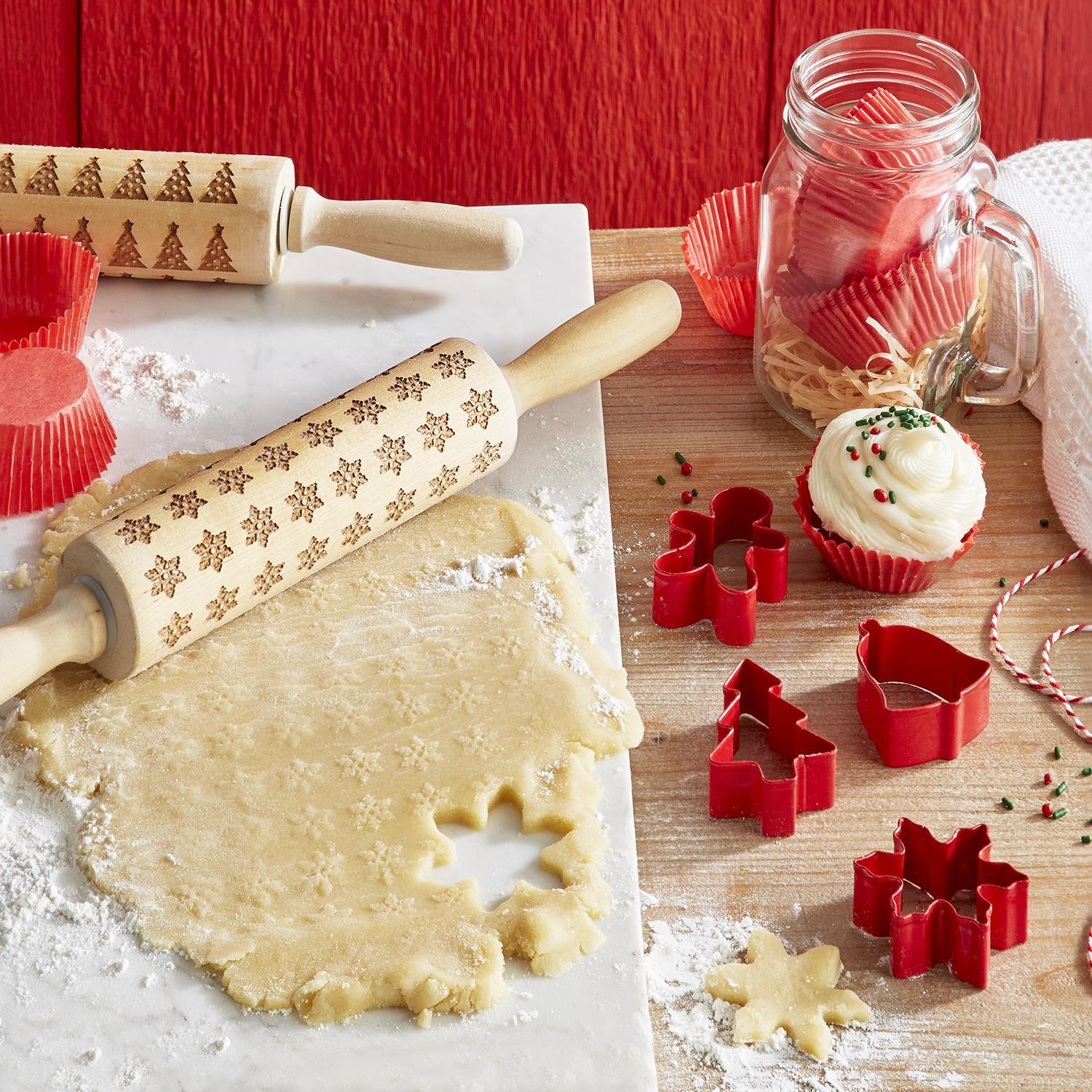 Wood Embossed Rolling Pin Asst 2 Designs