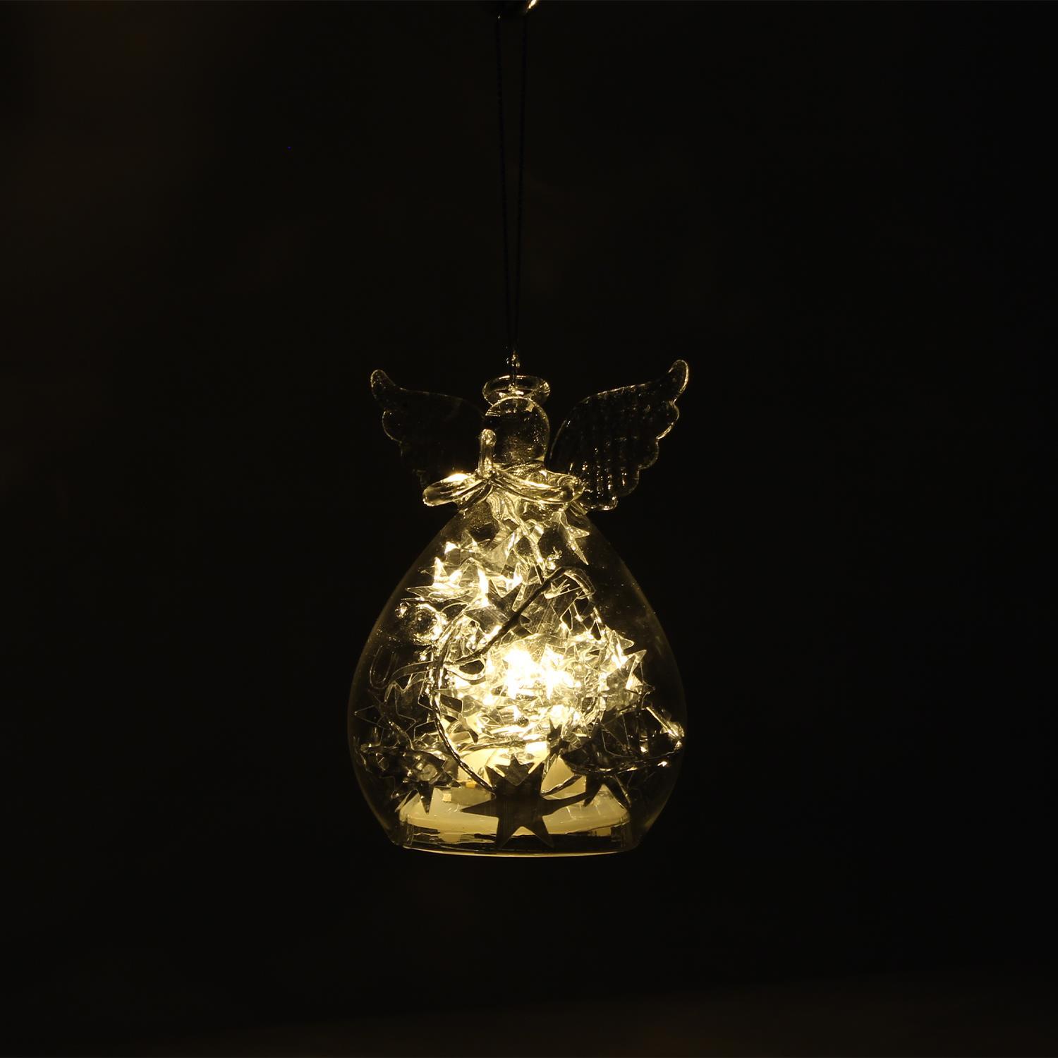 Glass Angel LED Light Up Ornament in Gift Box Asst 2 Colors