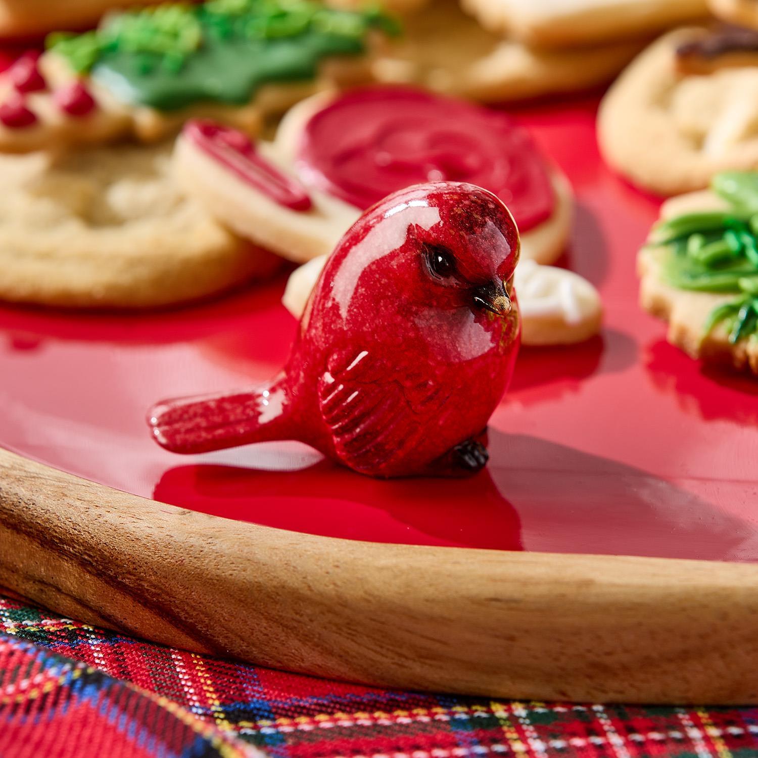 Red Cardinal 24 Pc Hand-Painted Birds Unit with Nest Countertop